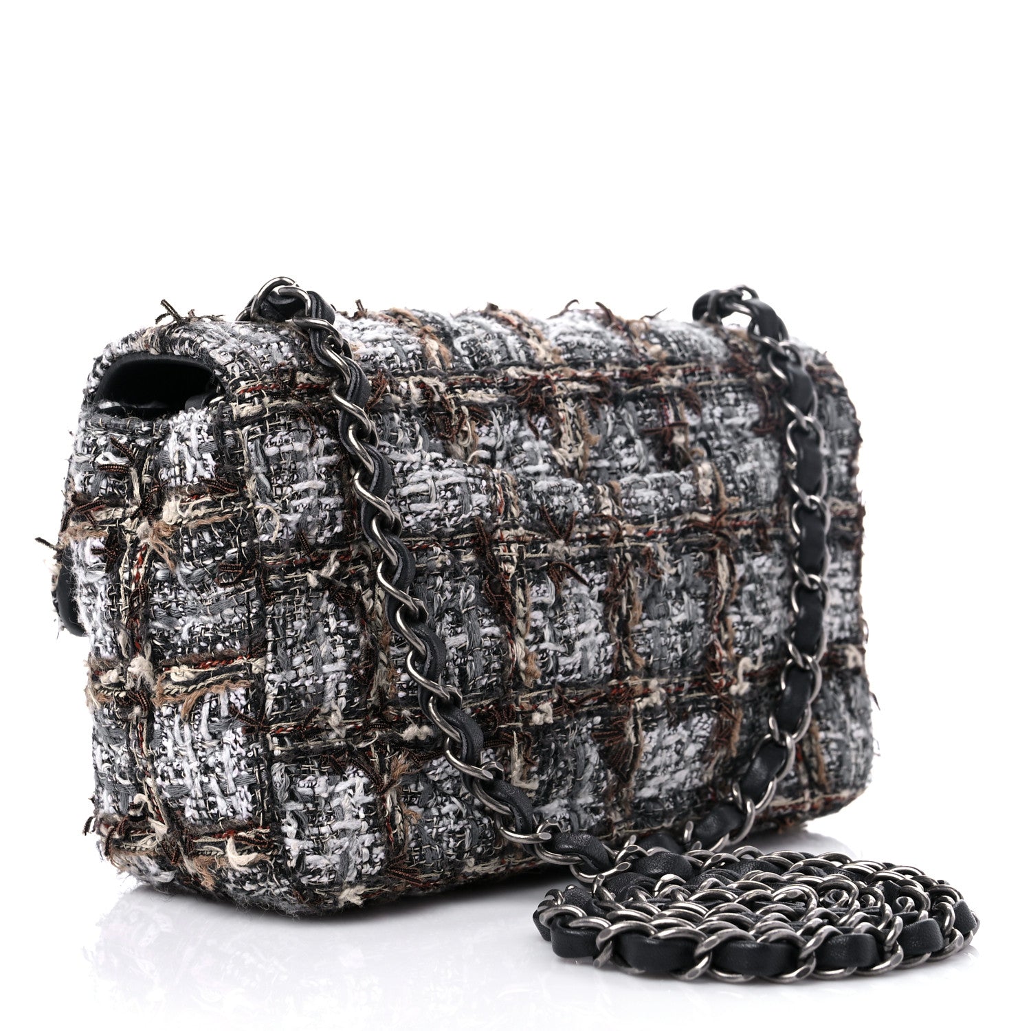Chanel Tweed Quilted Mini Rectangular Flap Brown Black Multicolor 2 of 12