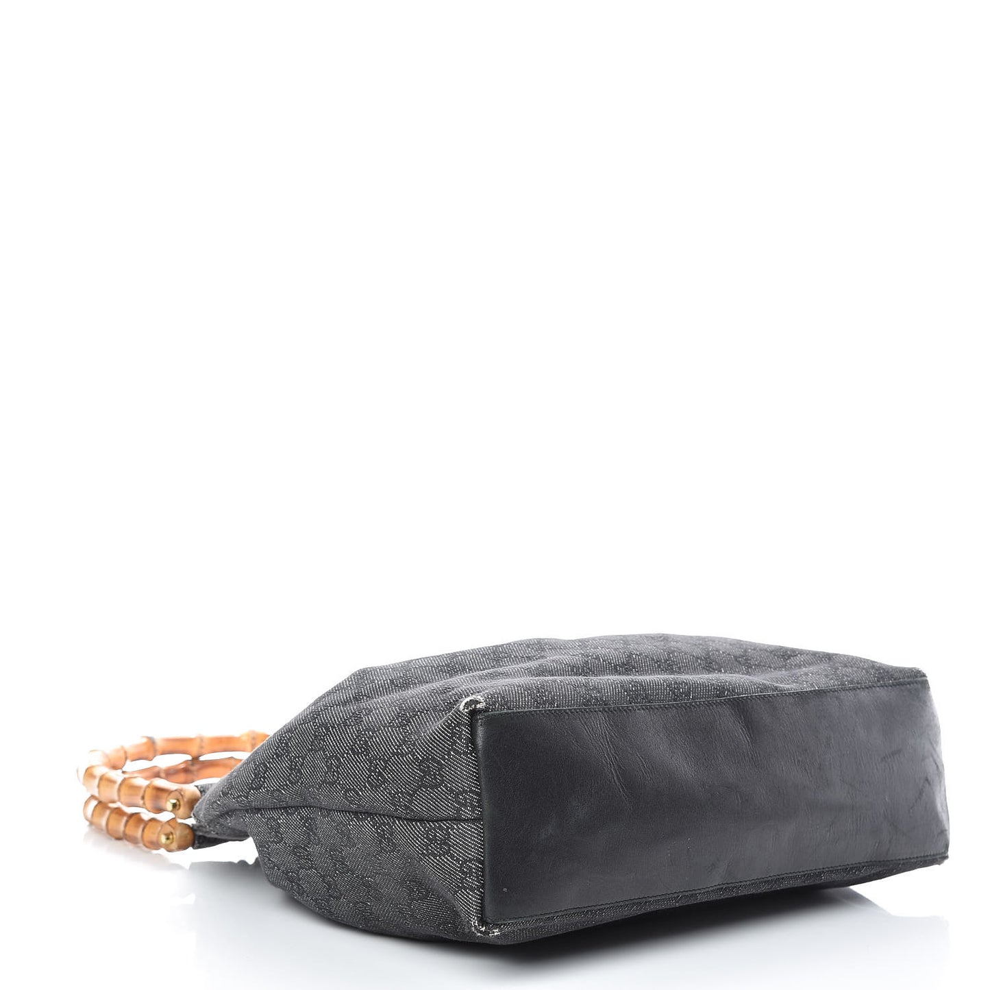 Denim Monogram Bamboo Top Handle Tote Black