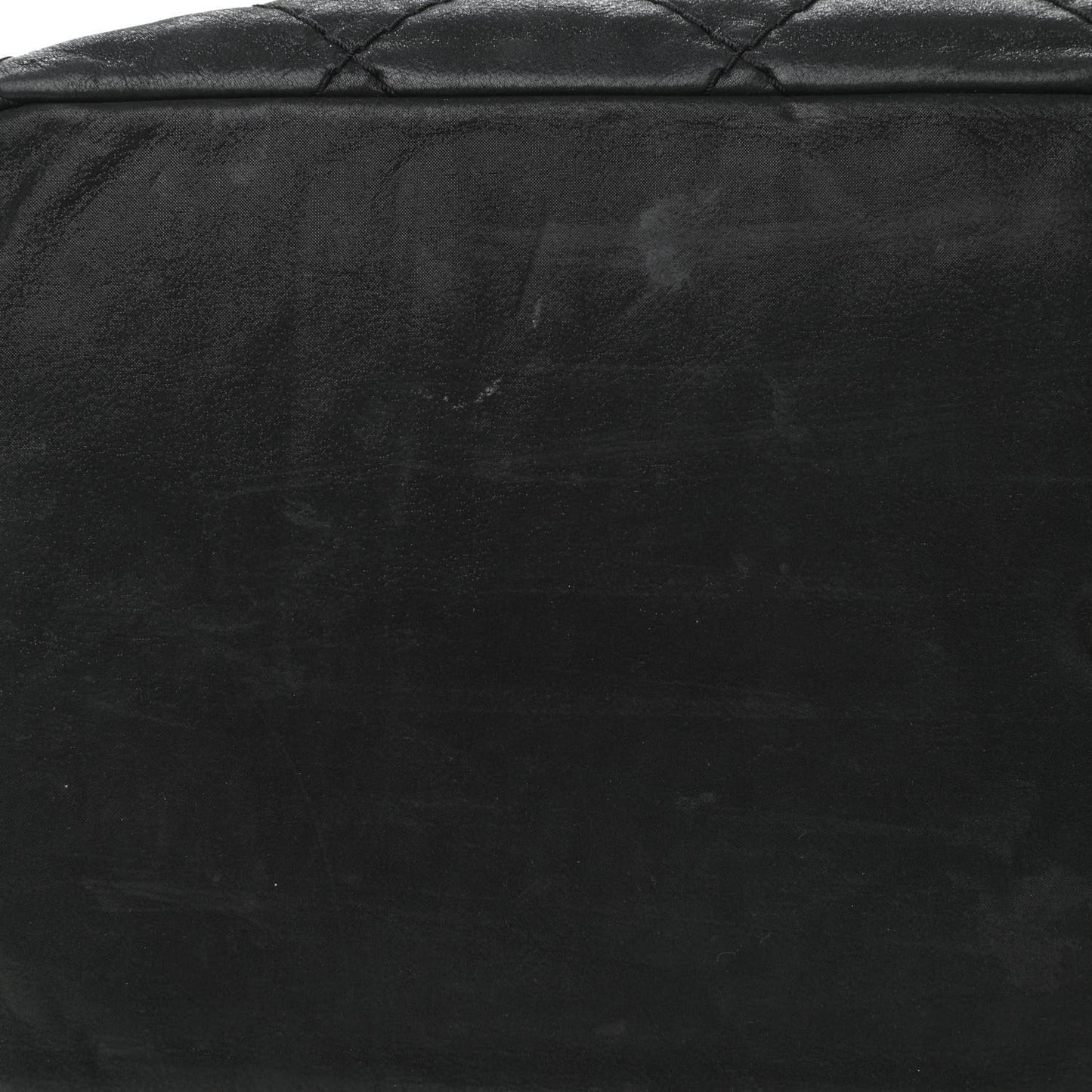 Iridescent Calfskin Stitched CC Shopping Tote Black