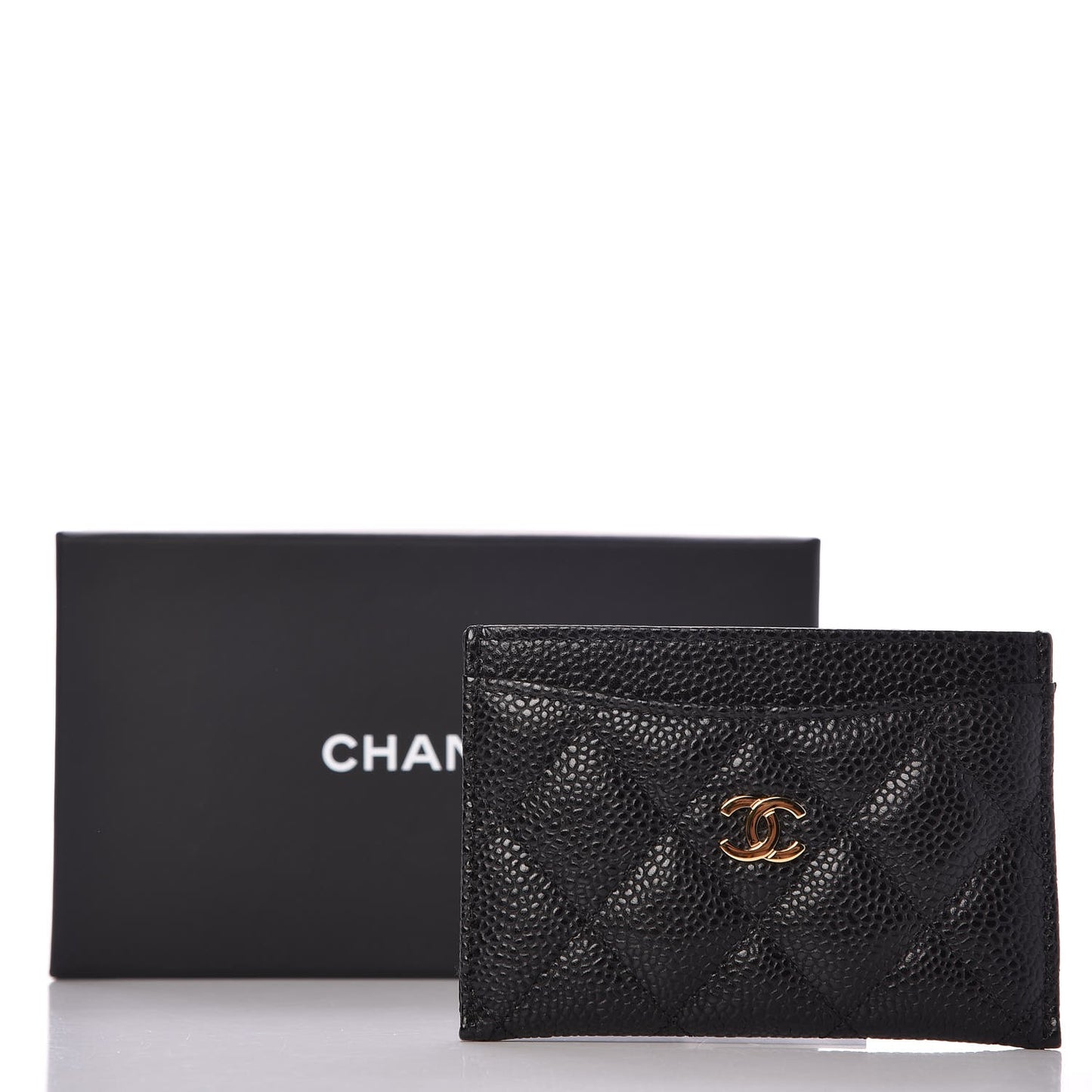 Caviar Quilted Card Holder Black