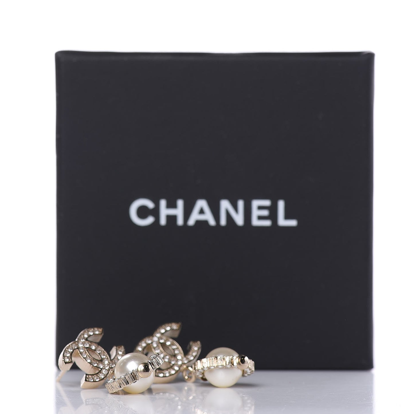 Crystal Pearl CC Lace Camellia Earrings Gold