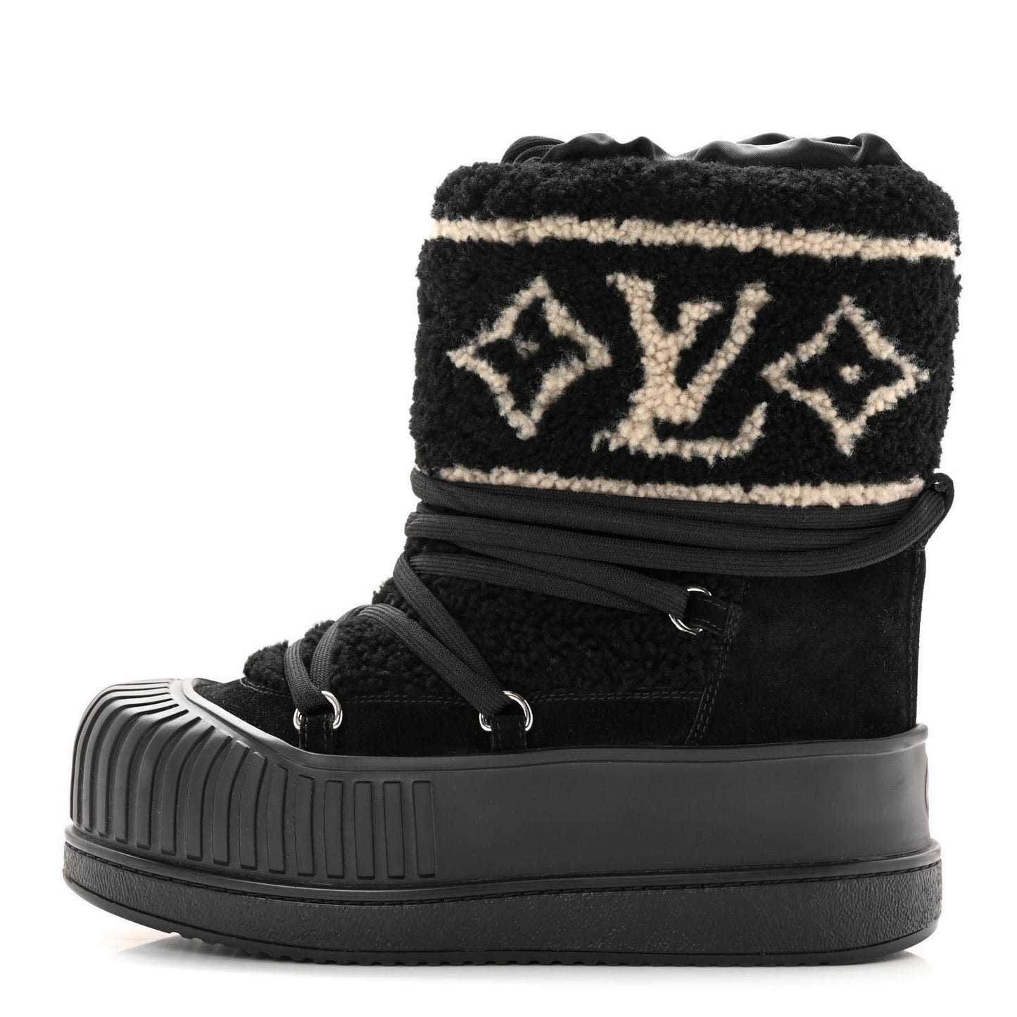 Suede Shearling Polar Flat Half Boots 37 Black