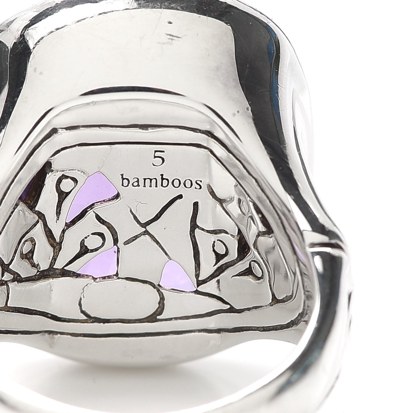 Sterling Silver Amethyst Batu Bamboo Ring 54 7