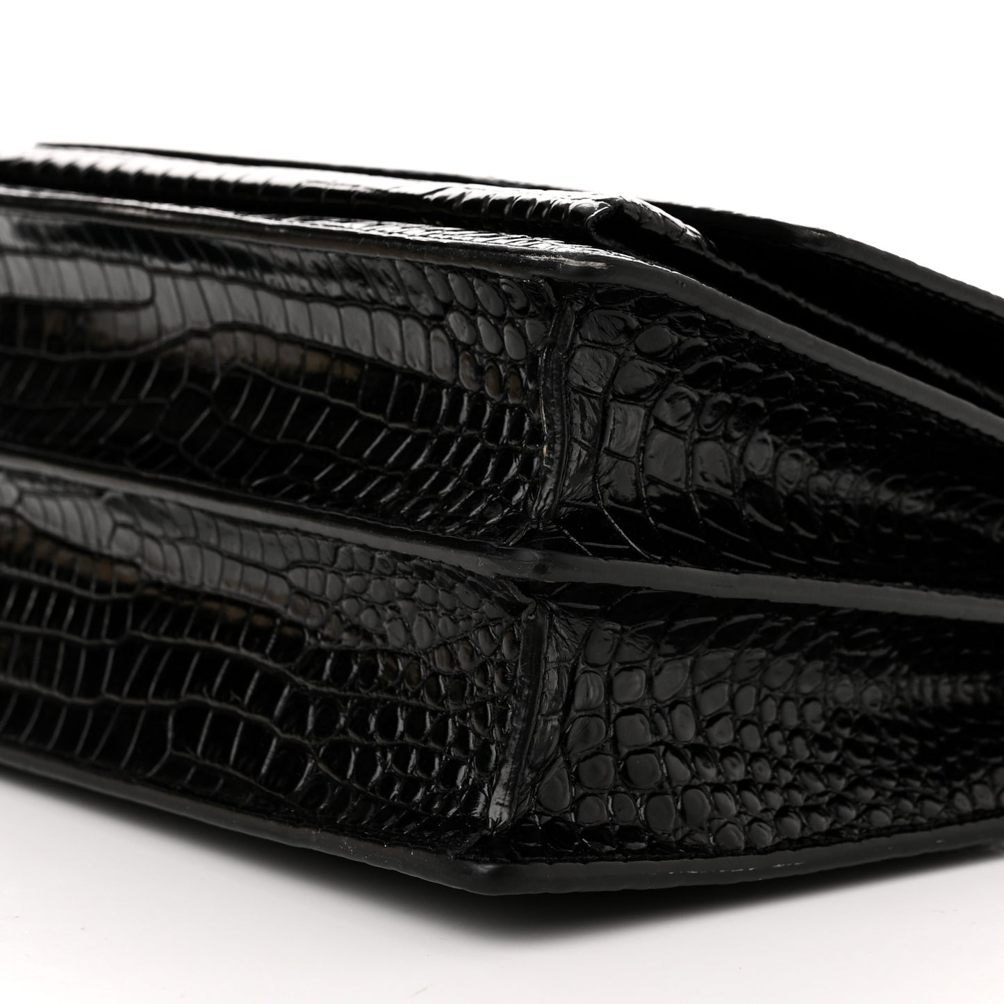 Calfskin Crocodile Embossed Medium Monogram Sunset Black