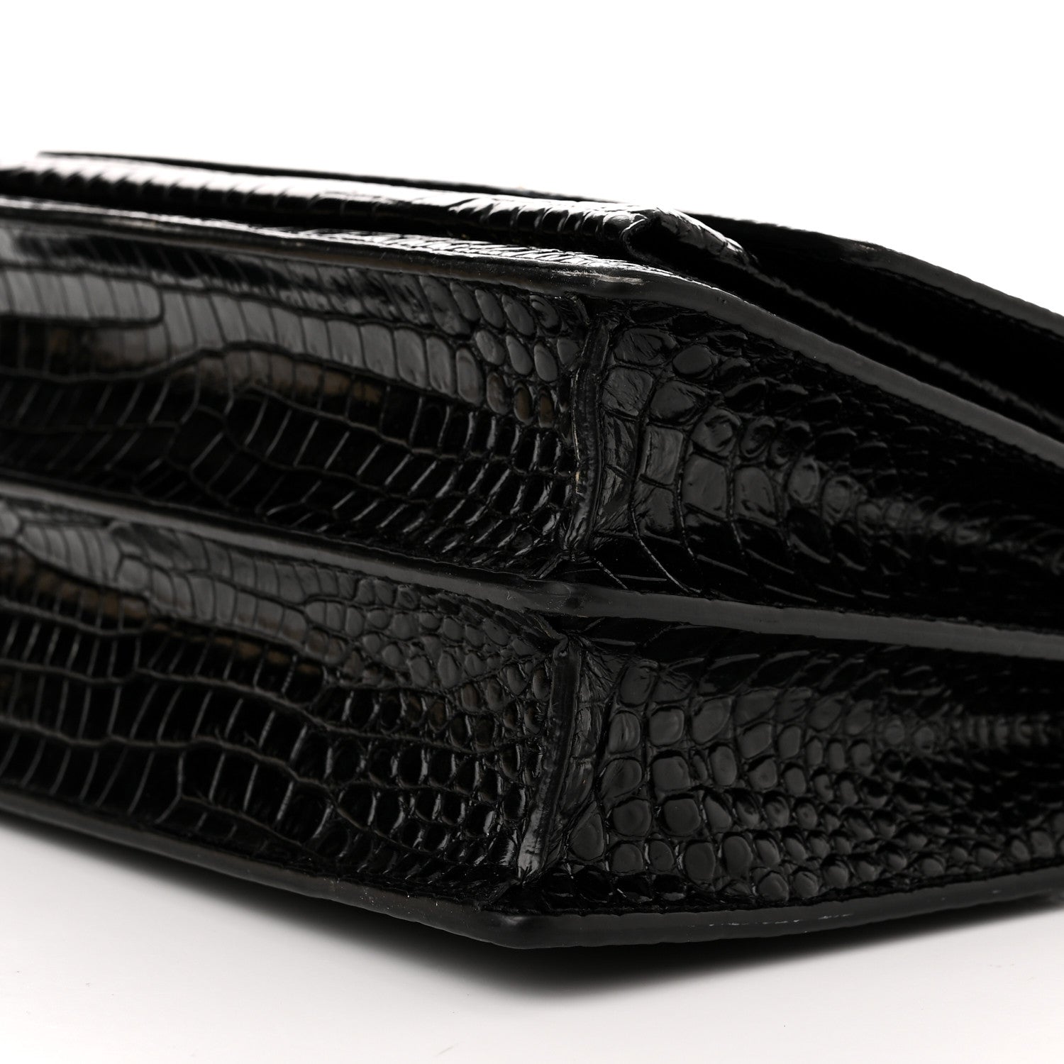 Saint Laurent Calfskin Crocodile Embossed Medium Monogram Sunset Black 10 of 12