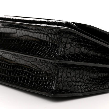 Saint Laurent Calfskin Crocodile Embossed Medium Monogram Sunset Black 10 of 12