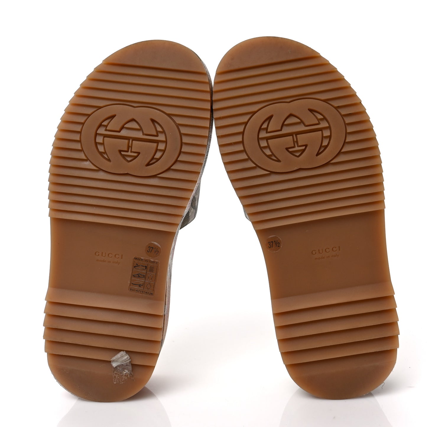 GG Supreme Monogram Water Flora Angelina Platform Slide Sandals 37.5 Beige White Multicolor