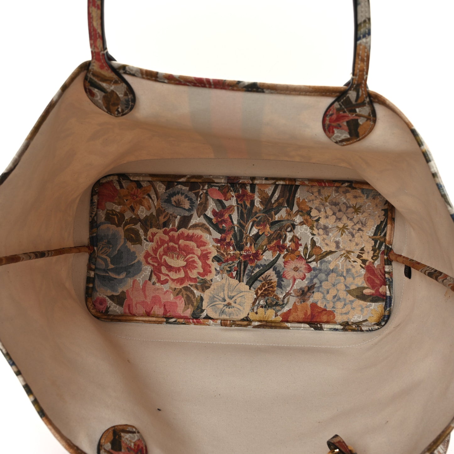 GG Supreme Monogram Water Flora Web Large Ophidia Tote Beige White Multicolor
