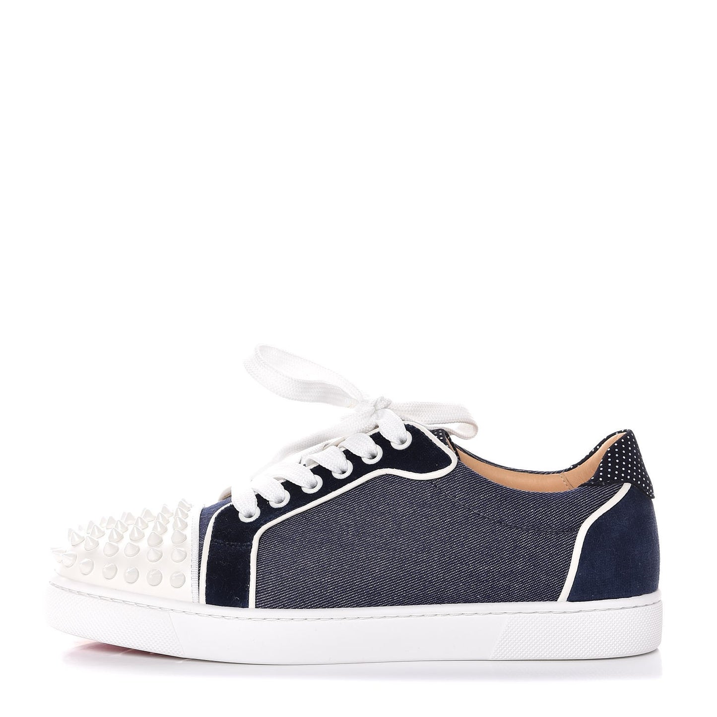 Denim Velours Spikes Vieira Flat Sneakers 38 Navy Latte