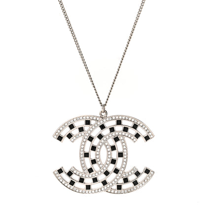 Chanel Baguette Crystal Large CC Necklace Silver Black 4 of 6
