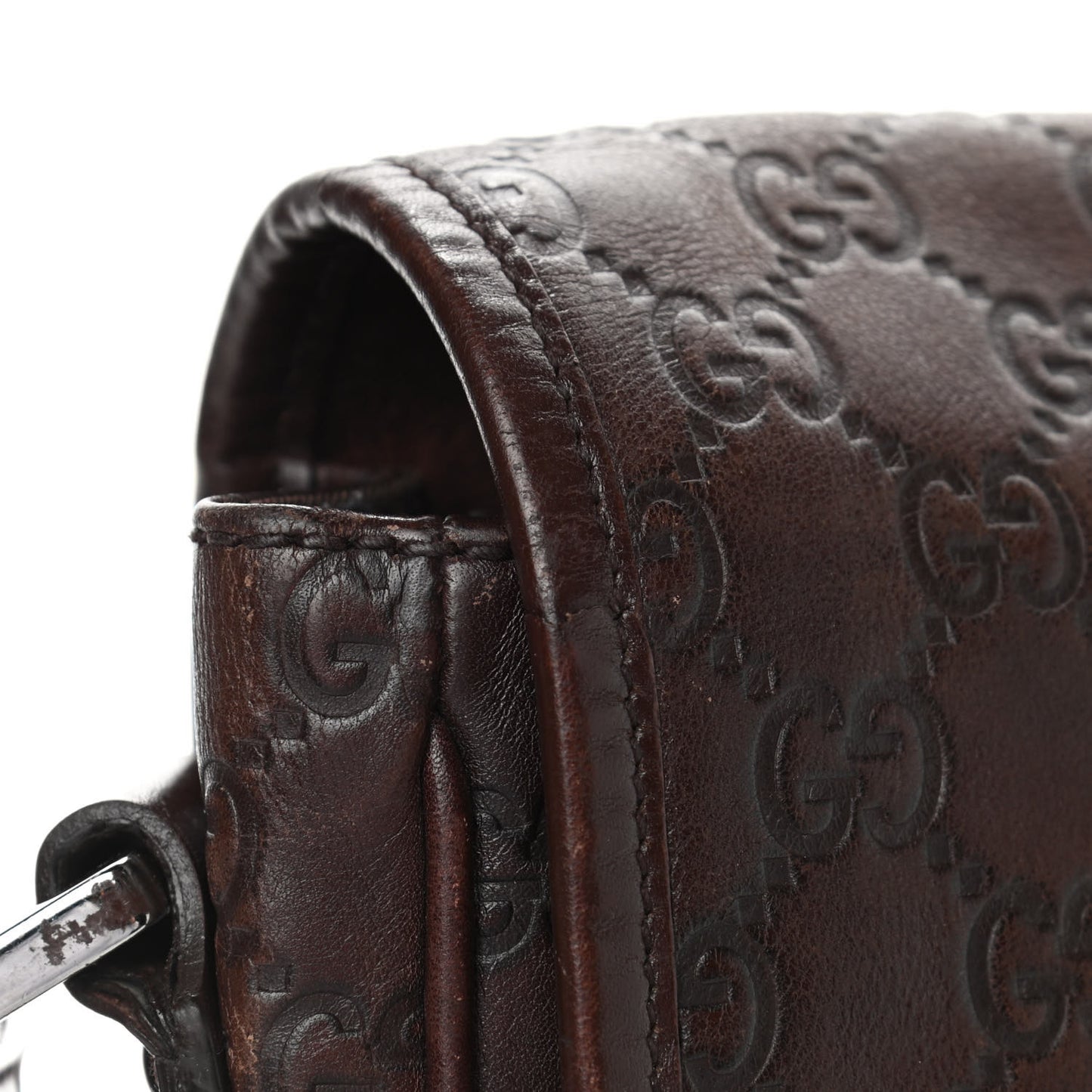 Guccissima Flap Messenger Bag Dark Brown