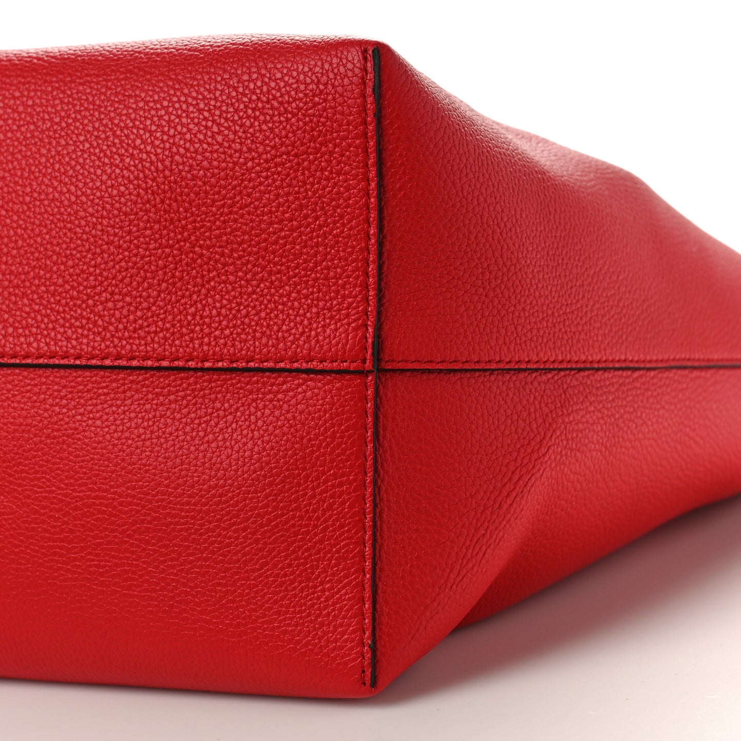 Grained Calfskin Skull Open Shopper Tote Red