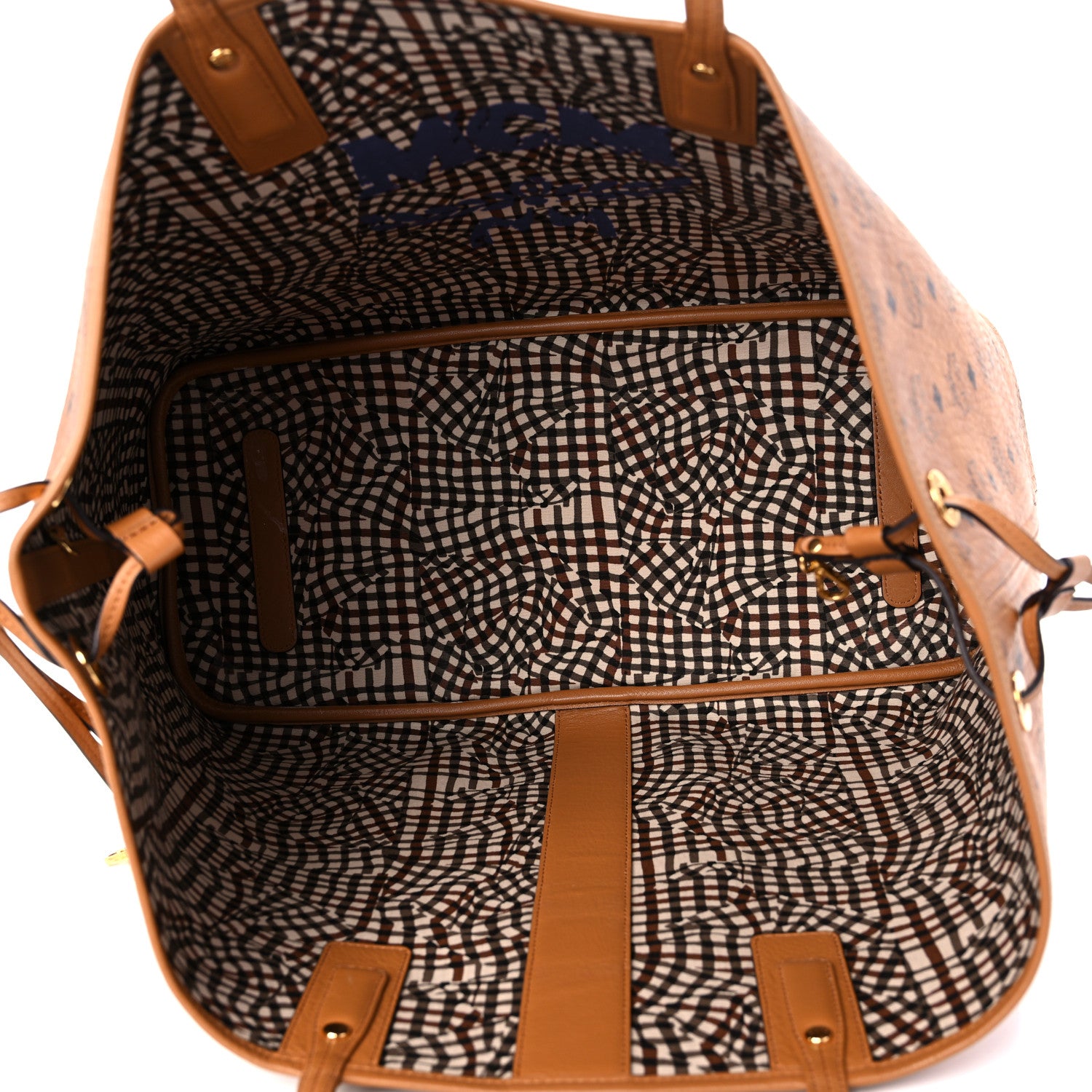 MCM Visetos Large Liz Reversible Shopper Tote Cognac 5 of 14