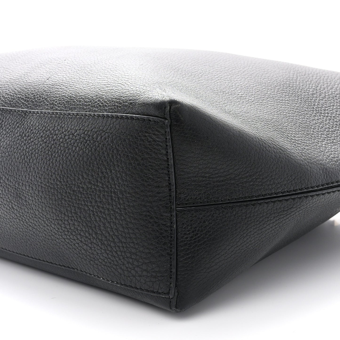 Grained Calfskin Rockstud Shoulder Tote Black