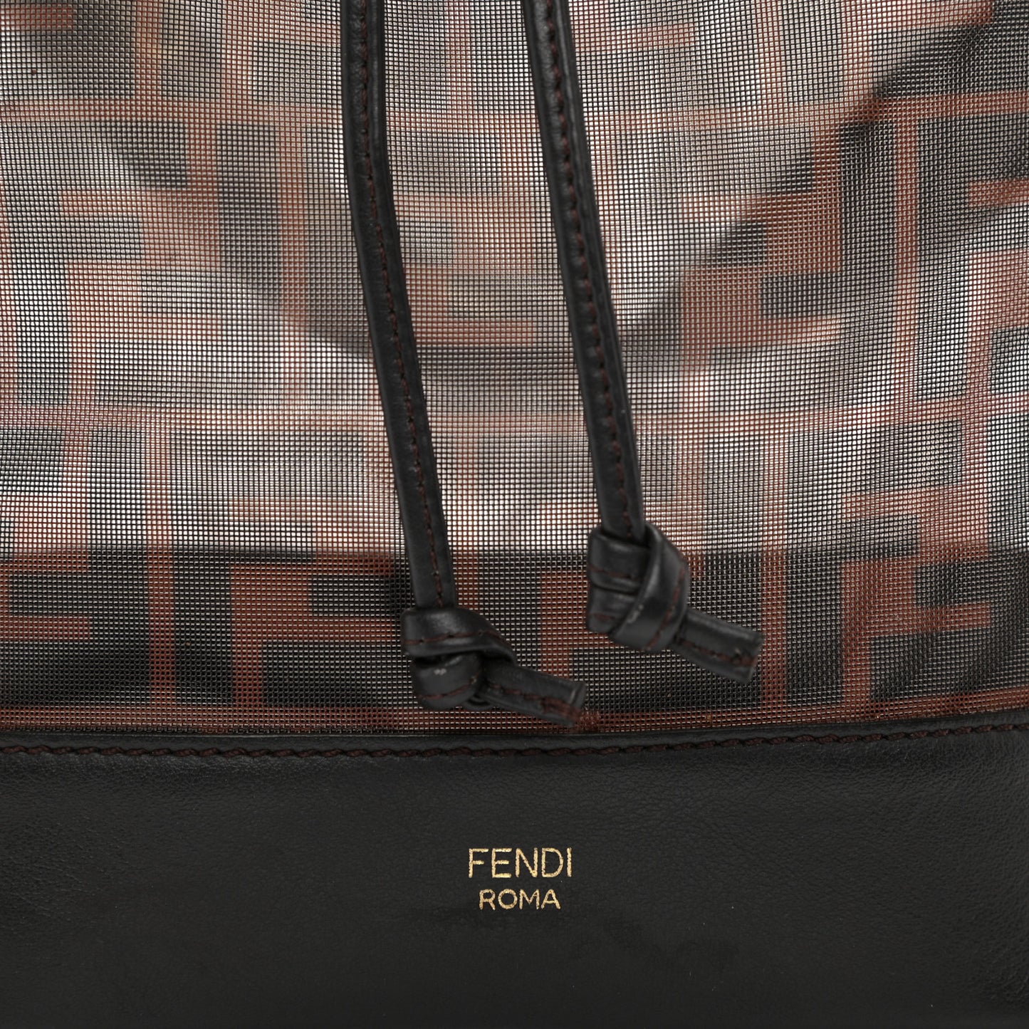 Mesh Vitello Grace F is Fendi FF 1974 Grande Mon Tresor Bucket Bag Marrone Black Ebano