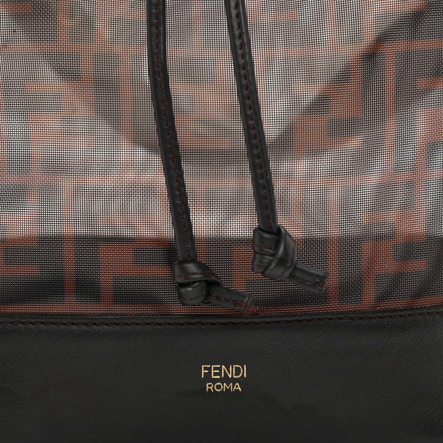 Fendi Mesh Vitello Grace F is Fendi FF 1974 Grande Mon Tresor Bucket Bag Marrone Black Ebano 8 of 10