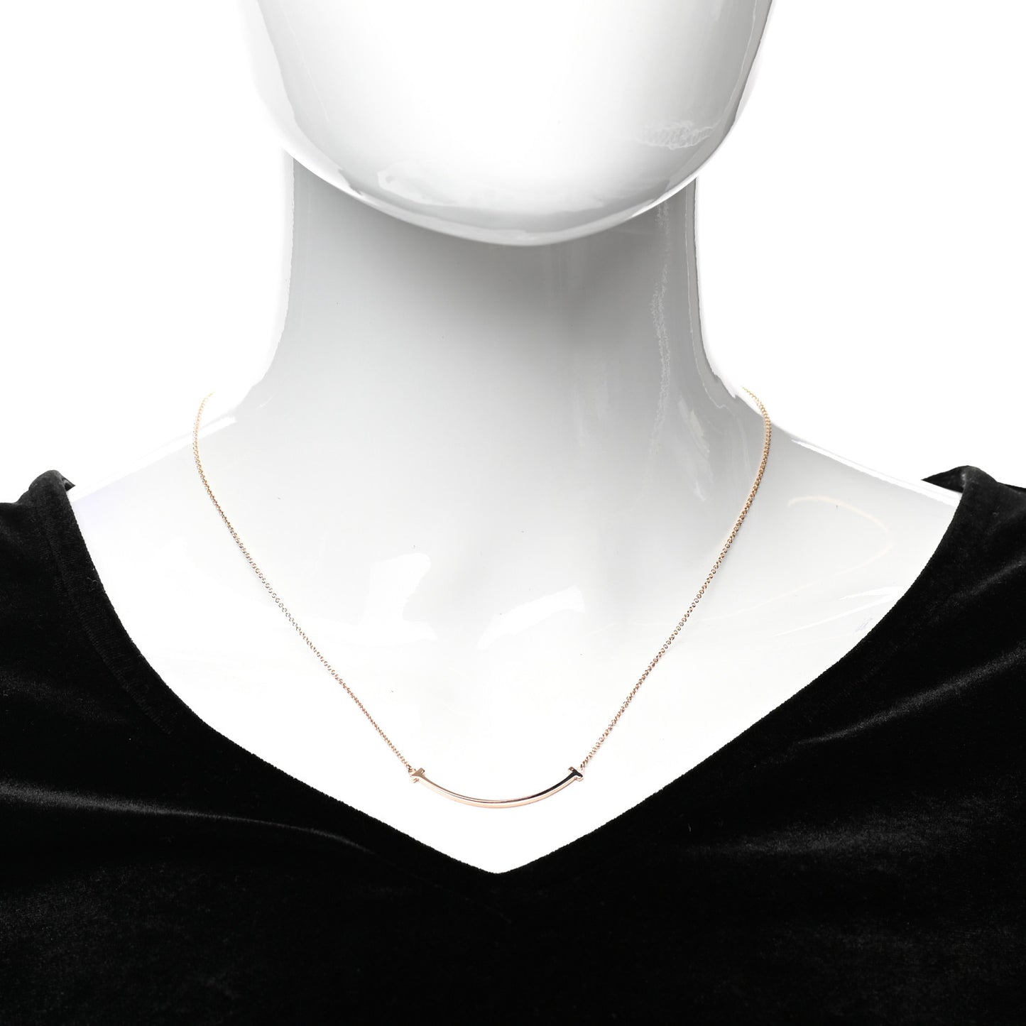 18K Rose Gold Small T Smile Pendant Necklace