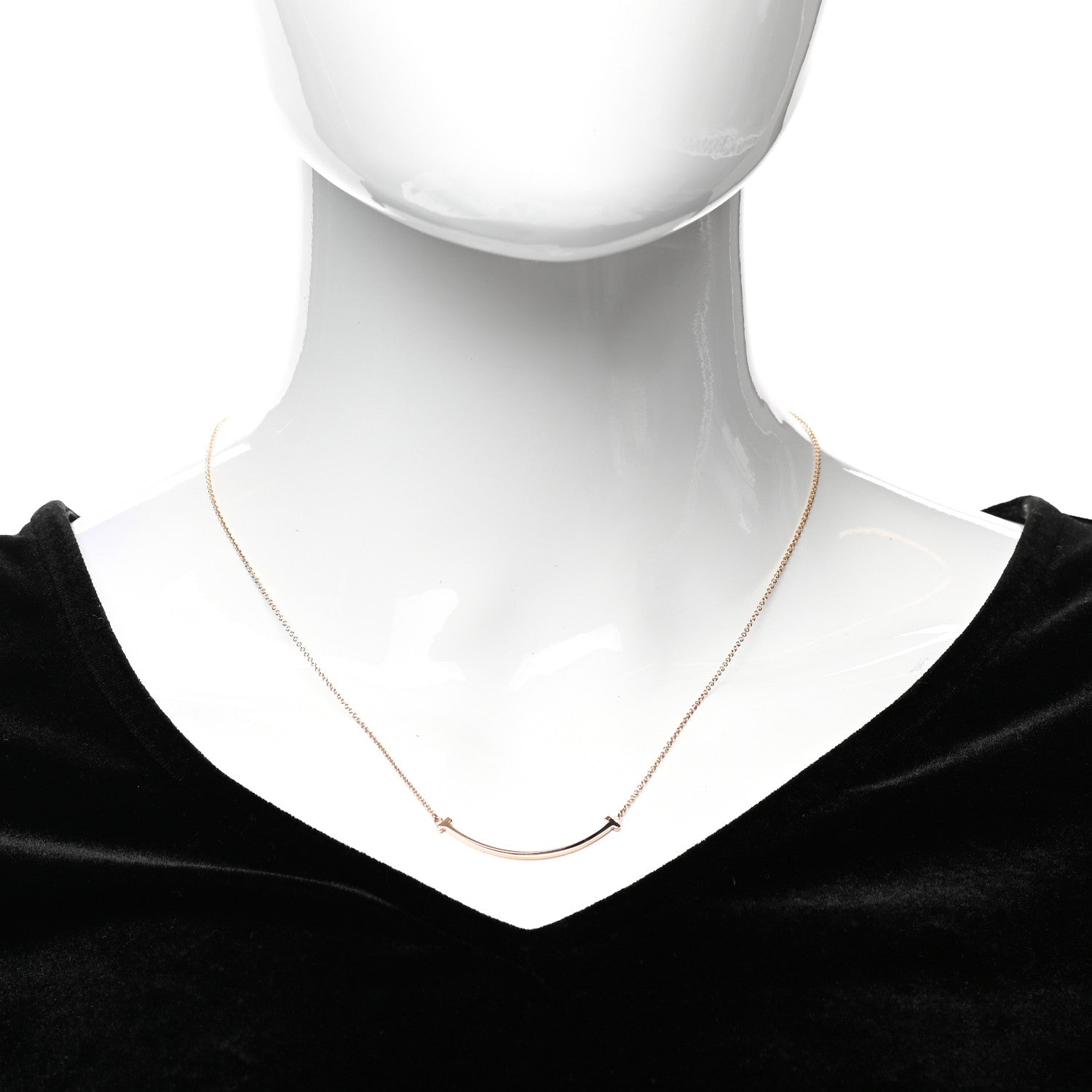 Tiffany 18K Rose Gold Small T Smile Pendant Necklace 2 of 6