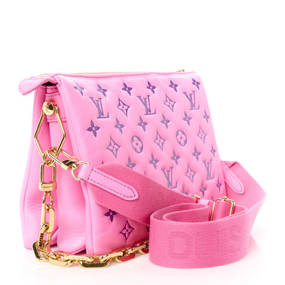 Louis Vuitton LOUIS VUITTON Lambskin Embossed Monogram Vuittamins Coussin PM Rose Violet 3 of 11