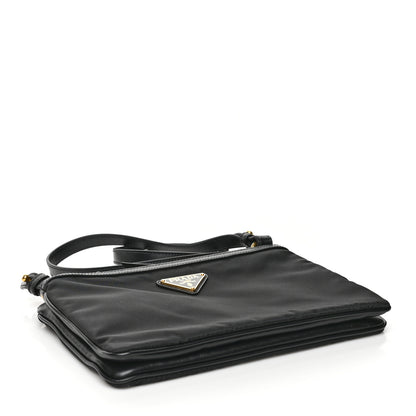 Prada Tessuto Nylon Soft Calf Double Zip Crossbody Bag Black 4 of 7