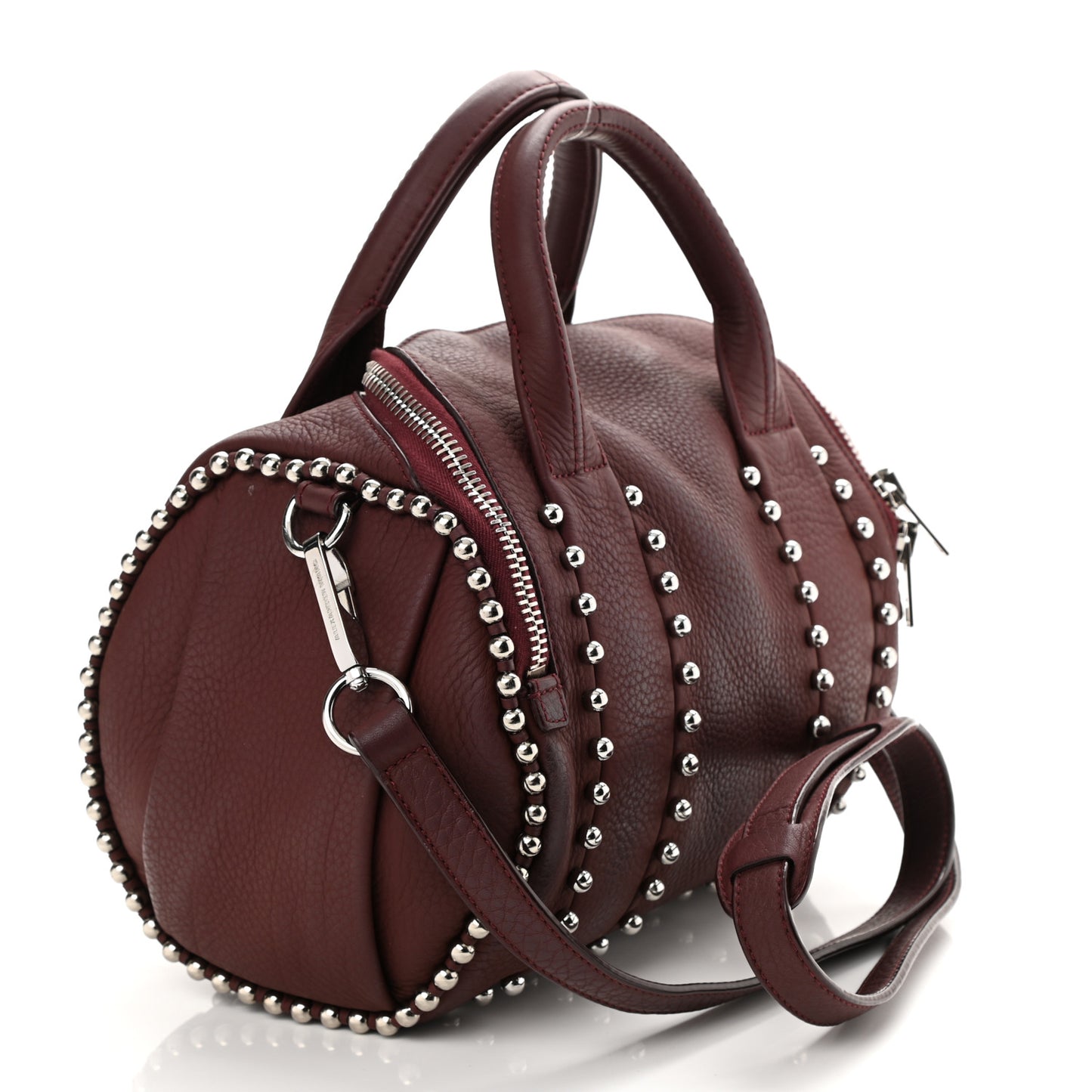 Calfskin Studded Rockie Matte Beet Rodium Hardware