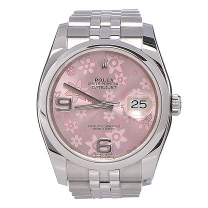 Rolex Stainless Steel 36mm Oyster Perpetual Datejust Watch Pink Flowers 116200 1 of 8