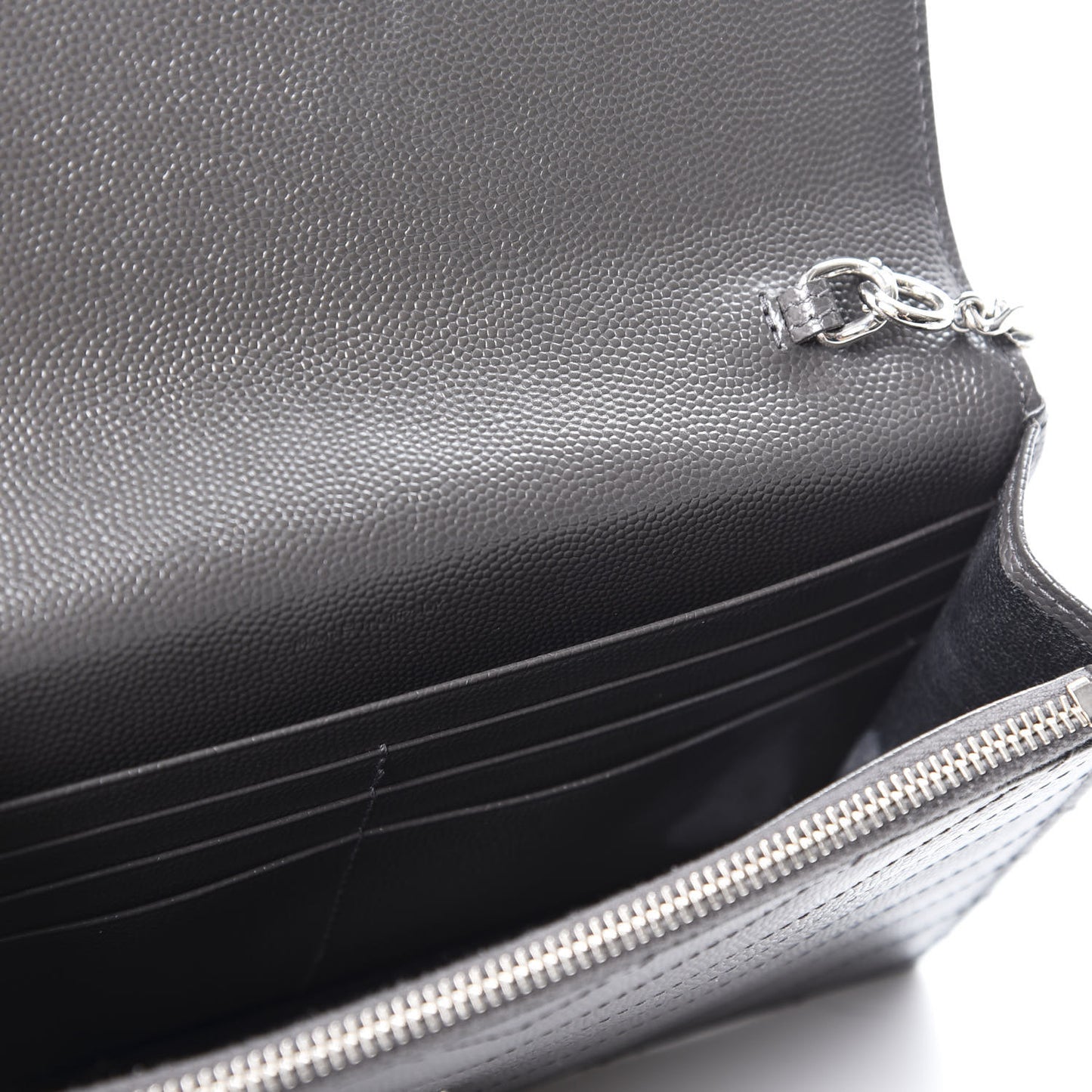 Grain De Poudre Matelasse Chevron Monogram Envelope Chain Wallet Coal
