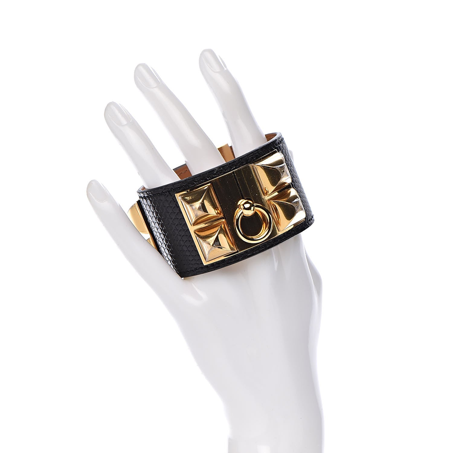 Hermes Lizard Collier De Chien CDC Bracelet T2 Black 2 of 6