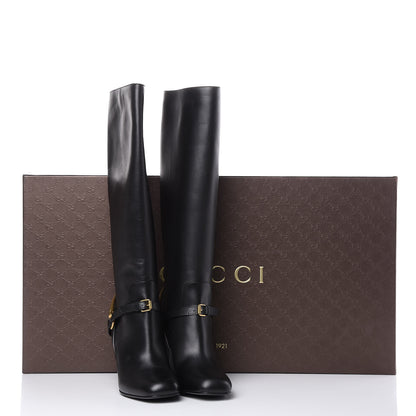 Gucci Calfskin Tess Horsebit Tall Boots 35.5 Black 7 of 8