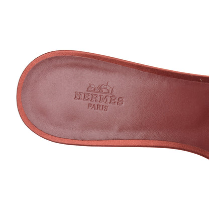 Hermes Suede Goatskin Crystal Powder Oasis Sandals 39 Rouge Tomette 6 of 14