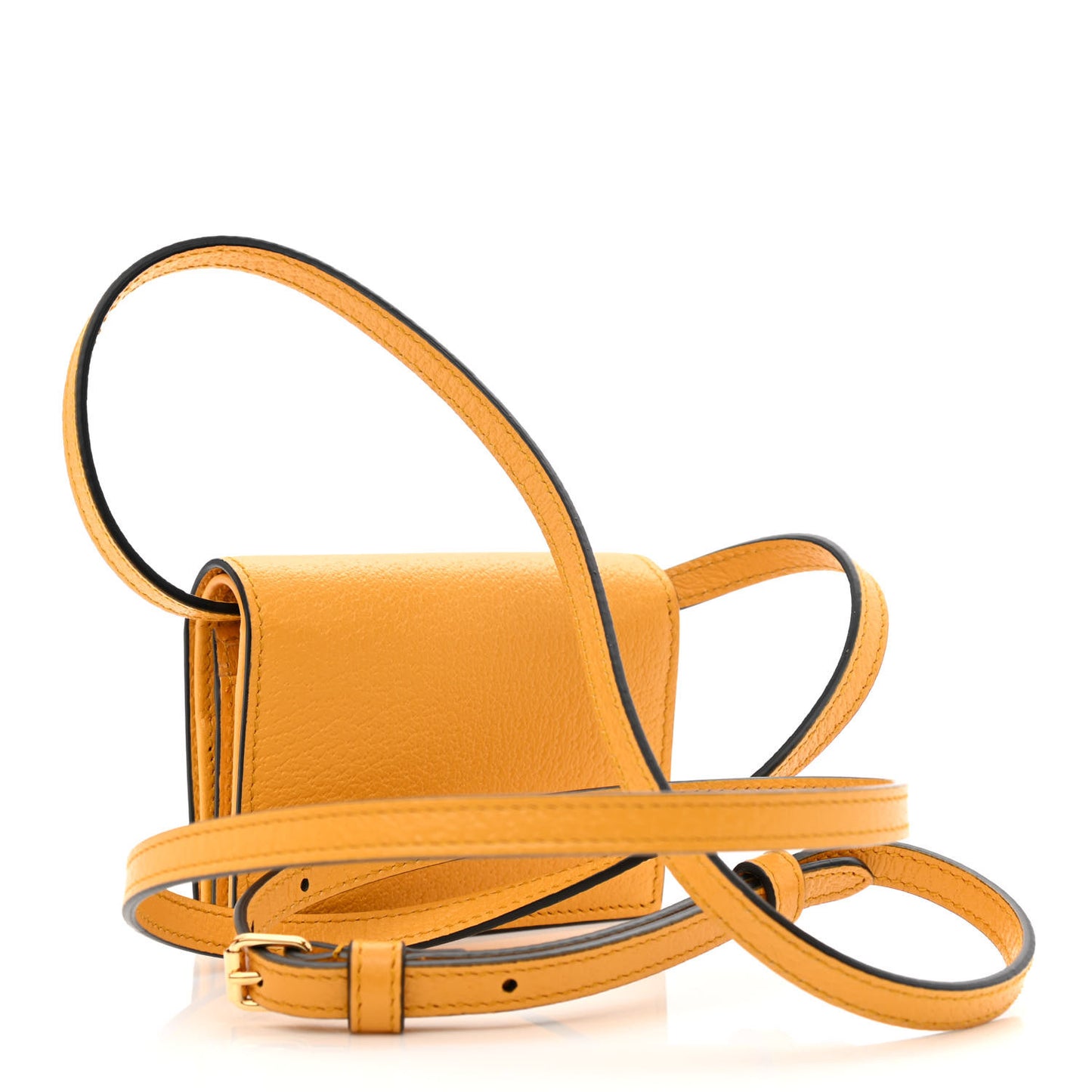 X ADIDAS Textured Dollar Calfskin Trefoil Horsebit 1955 Card Case Wallet With Strap Crop Black