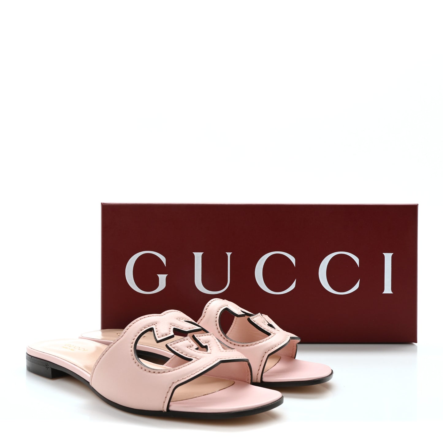 Cosmos Softy Calfskin Interlocking G Cut Out Slide Sandals 37 Candy Cotton