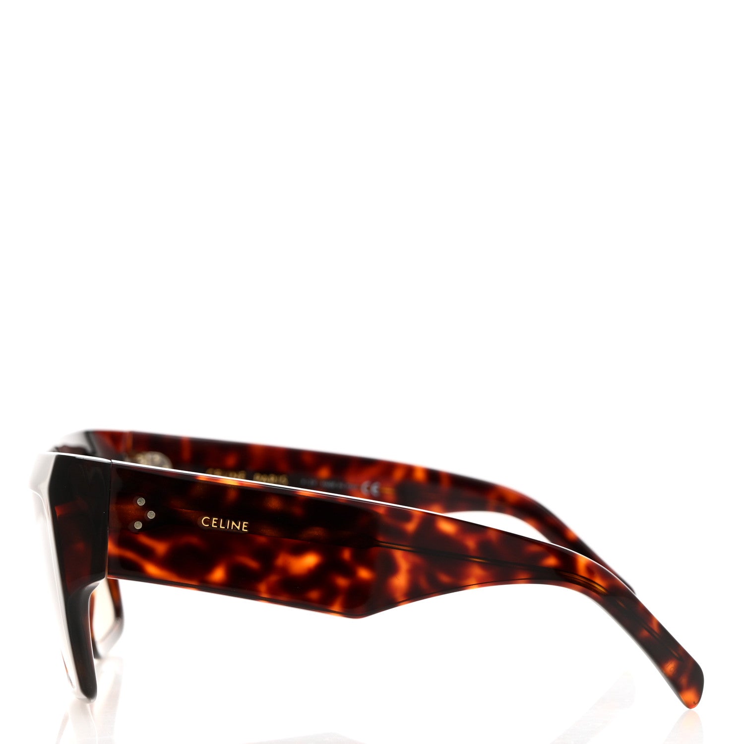 Celine Acetate Flat Top Rectangular Sunglasses CL400921 Dark Havana 3 of 7