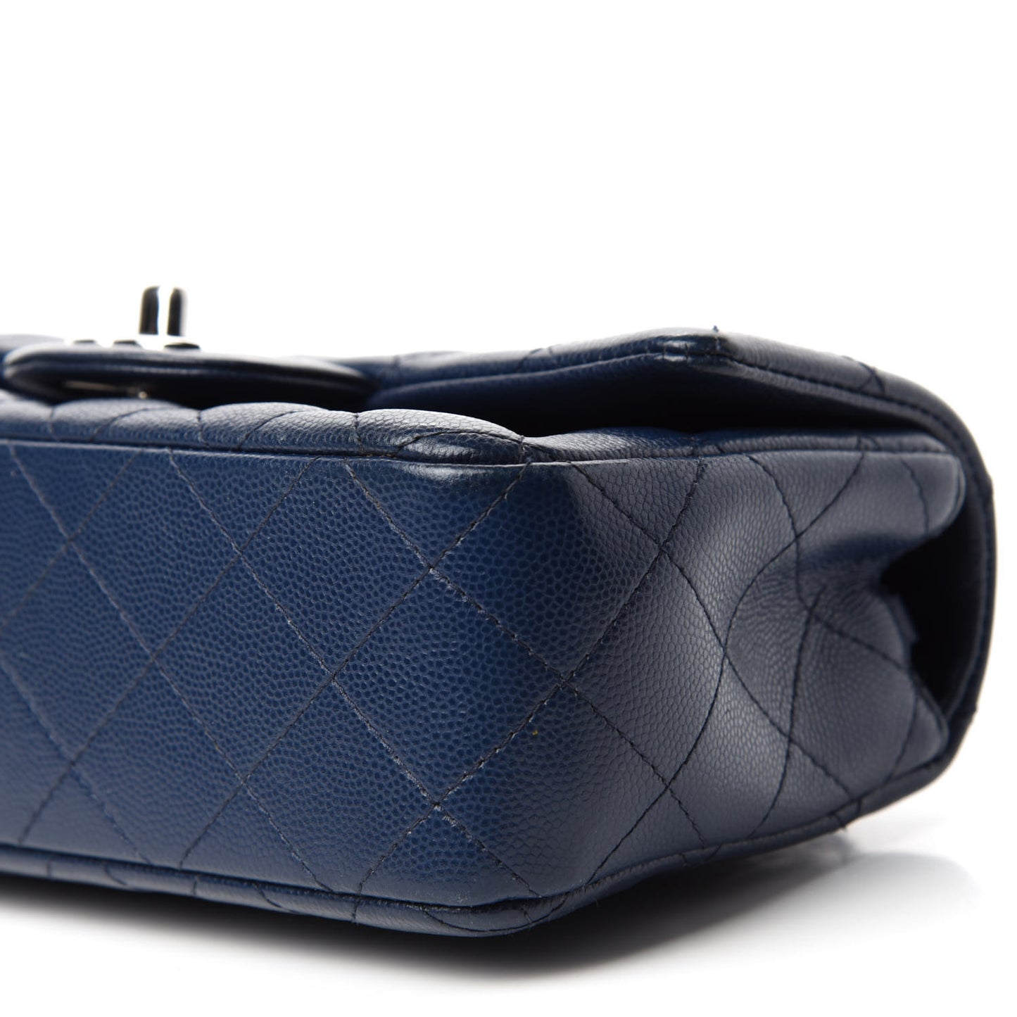 Caviar Quilted Mini Rectangular Flap Navy