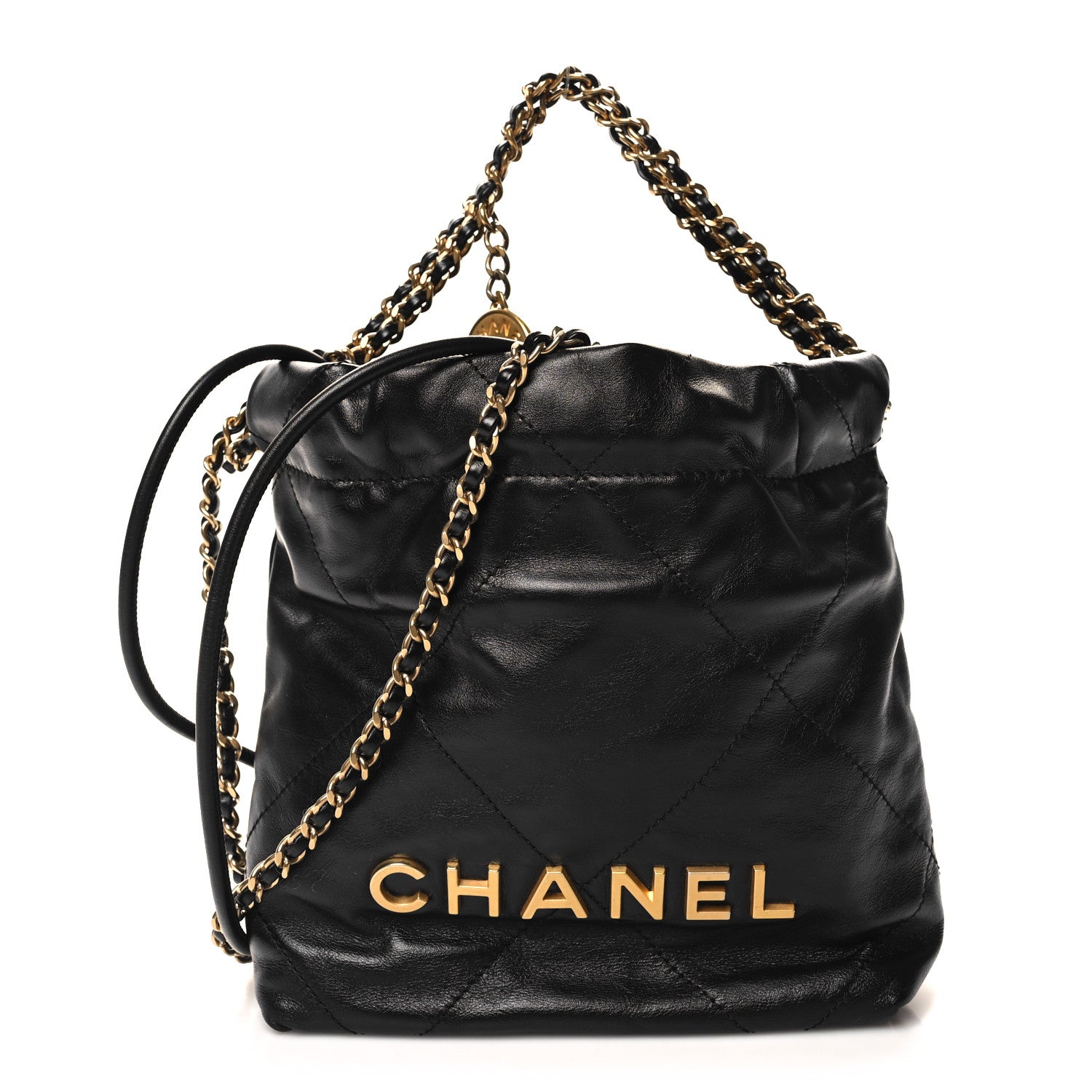 Chanel Shiny Calfskin Quilted Mini Chanel 22 Black 1 of 10