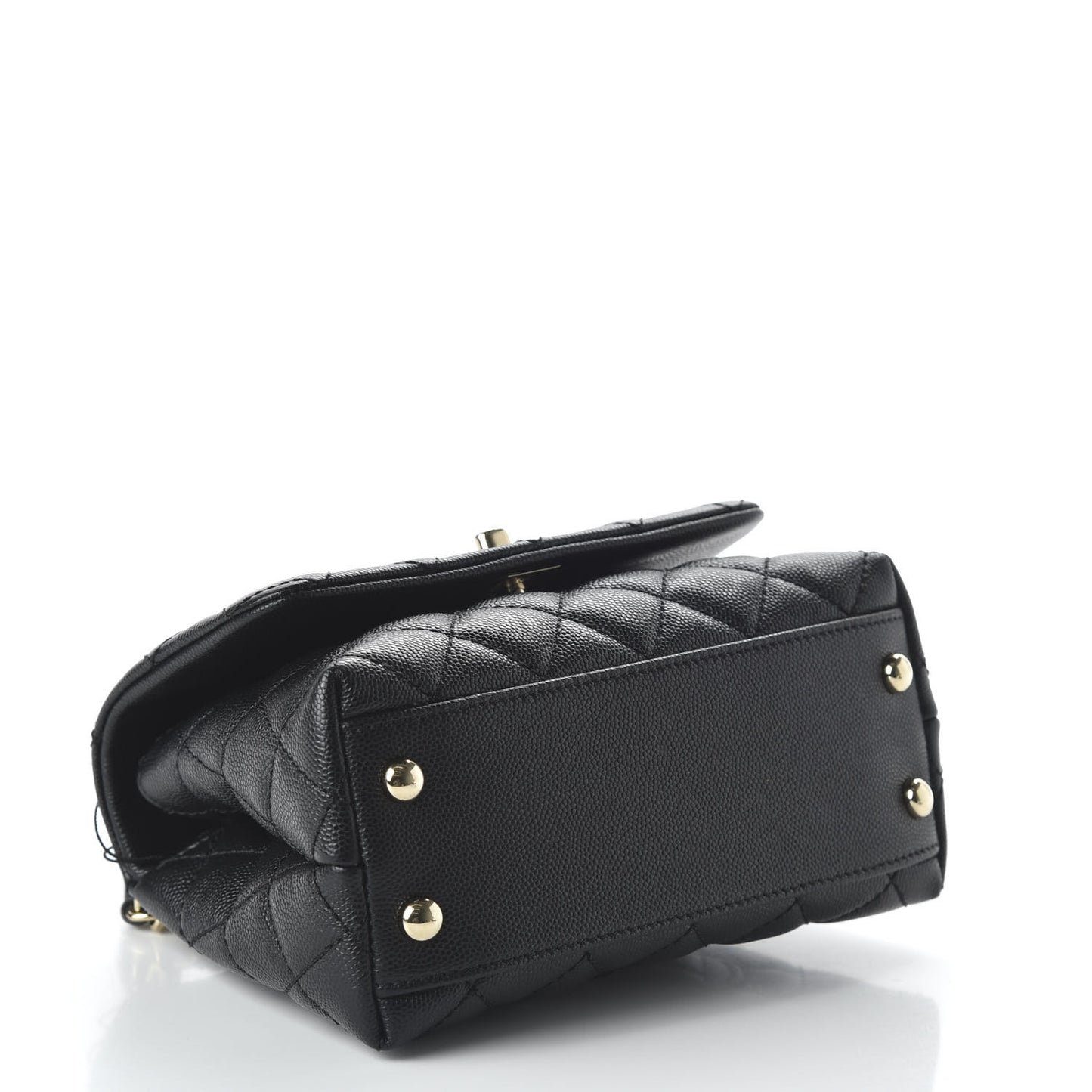 Iridescent Caviar Quilted Extra Mini Coco Handle Flap Black