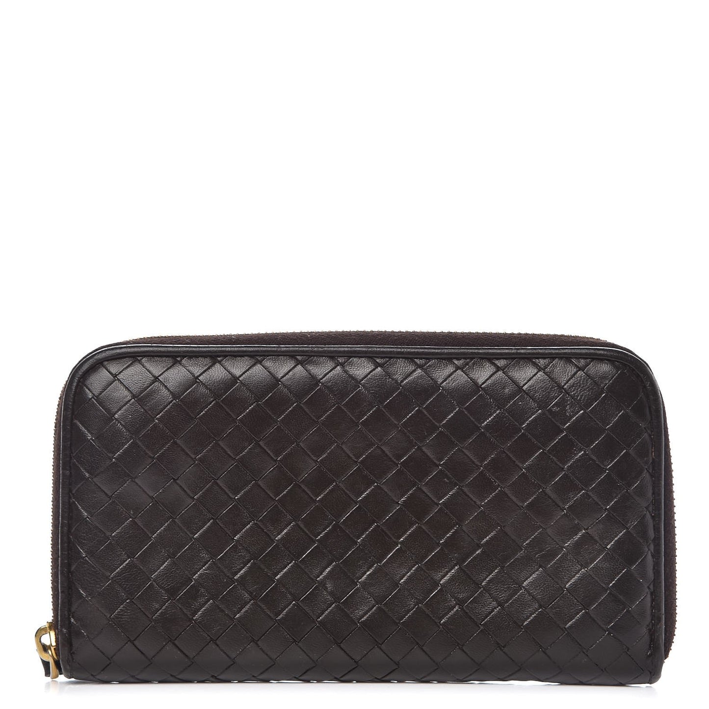 Nappa Intrecciato Zip Around Wallet Ebano