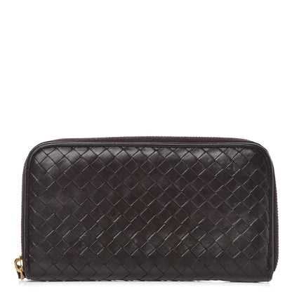 Bottega Veneta Nappa Intrecciato Zip Around Wallet Ebano 1 of 12