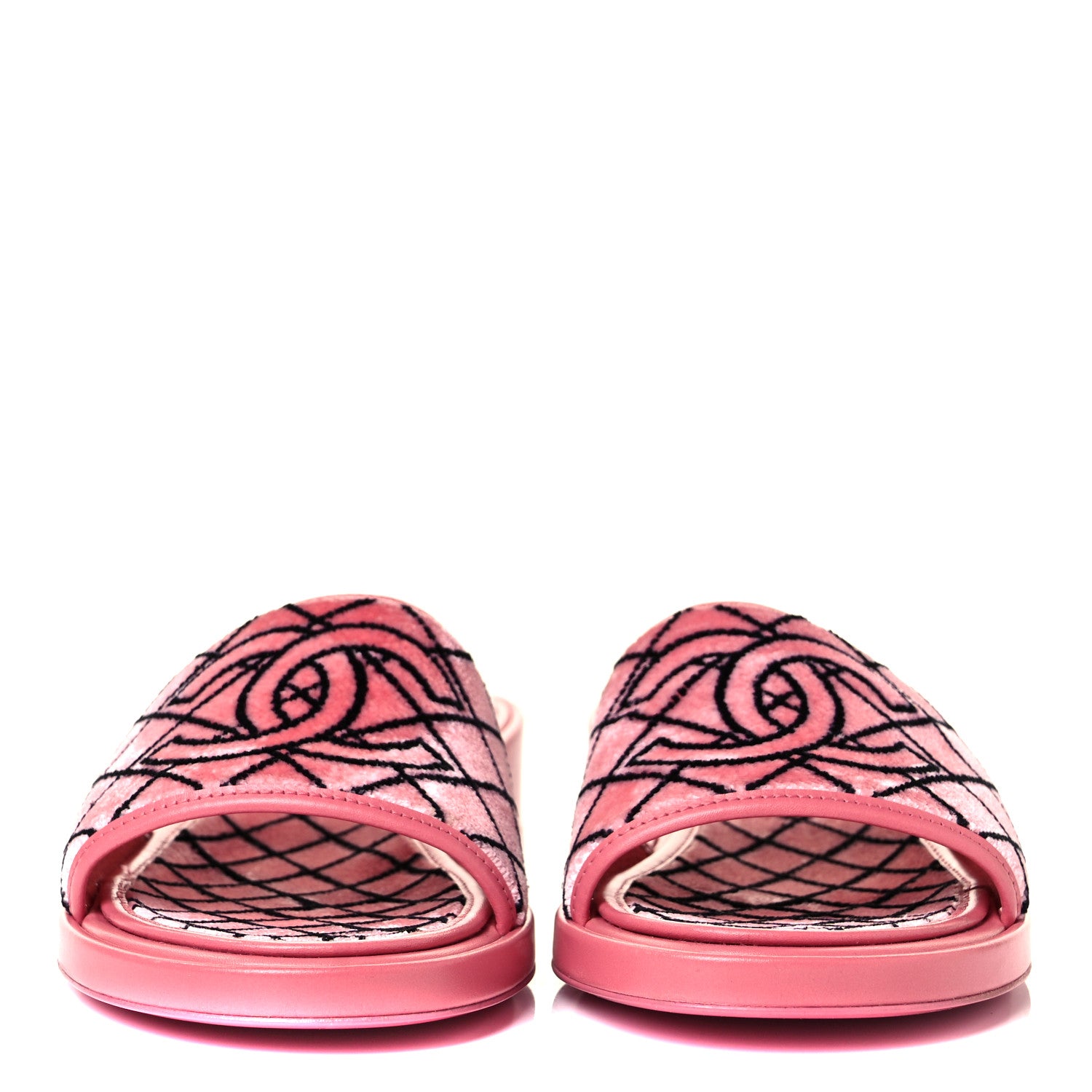 Chanel Shearling Quilt Print Quilt CC Mules 38 Pink 2 of 8