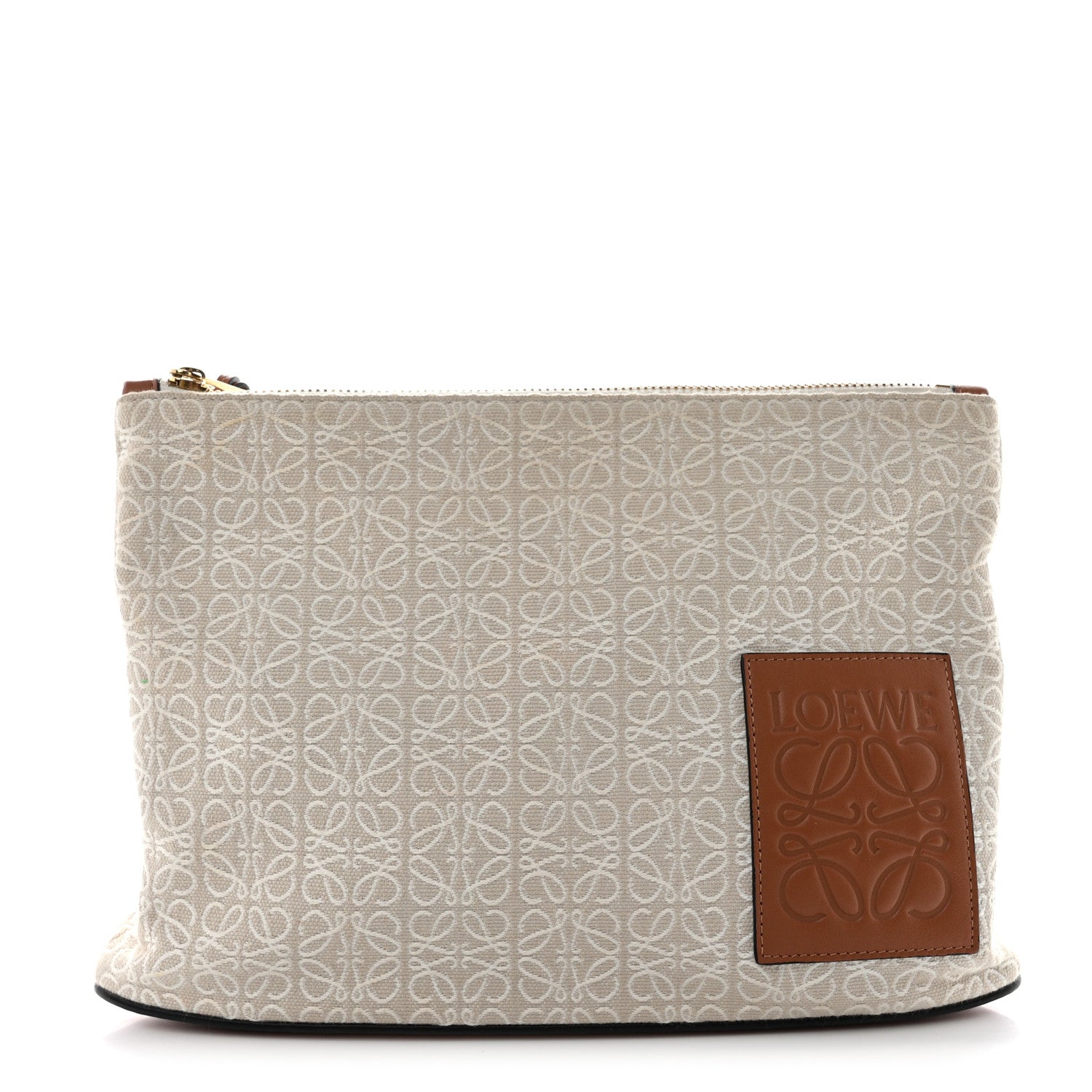 Loewe Jacquard Anagram Calfskin Pouch Tan 1 of 7