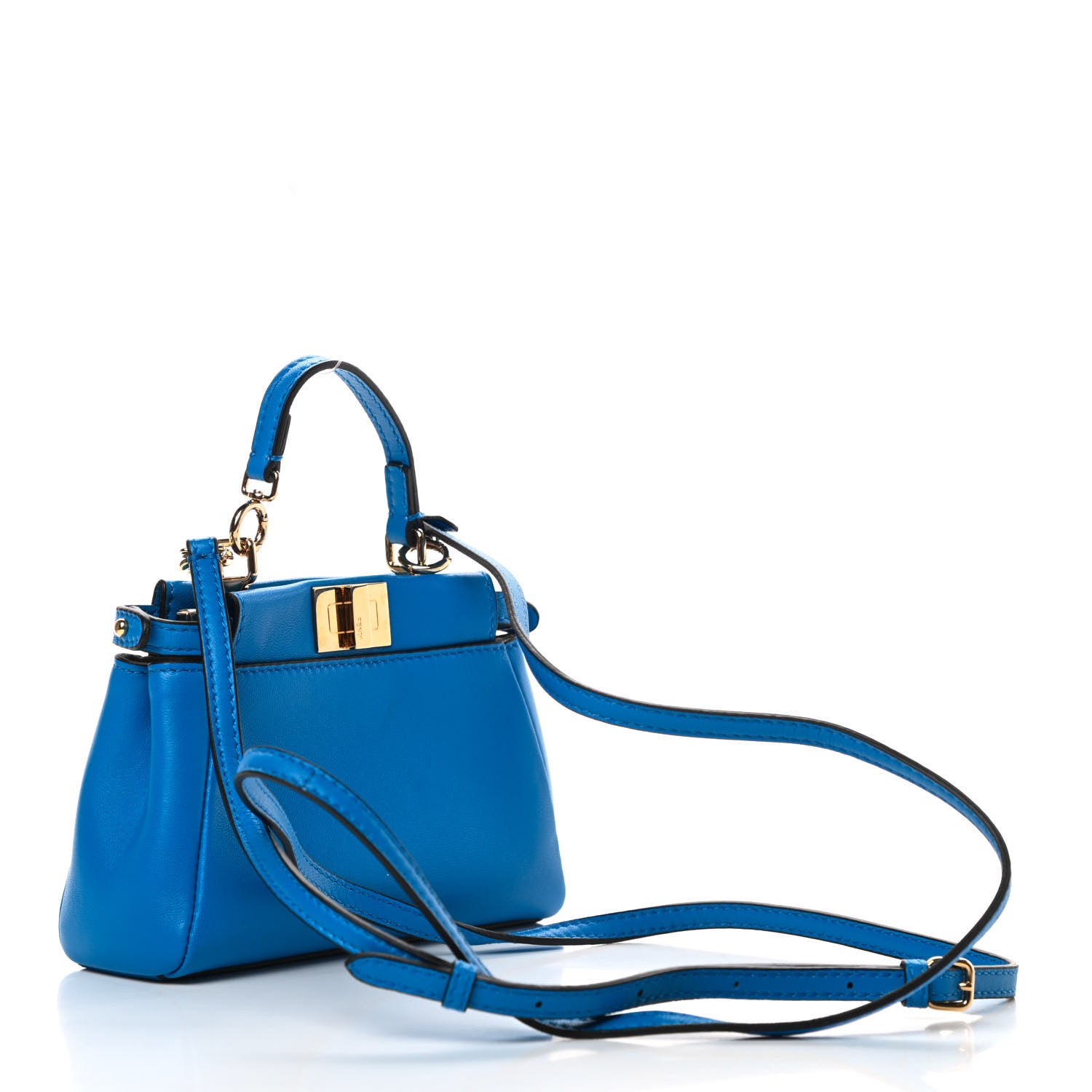 Fendi Shiny Nappa Micro Peekaboo Iconic Satchel Blue Royal 3 of 12