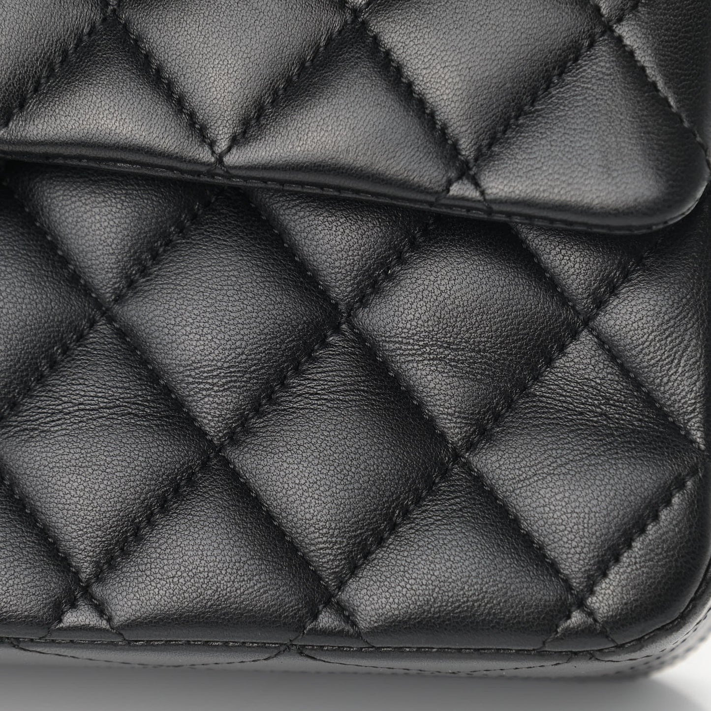 Lambskin Quilted Medium Double Flap Black