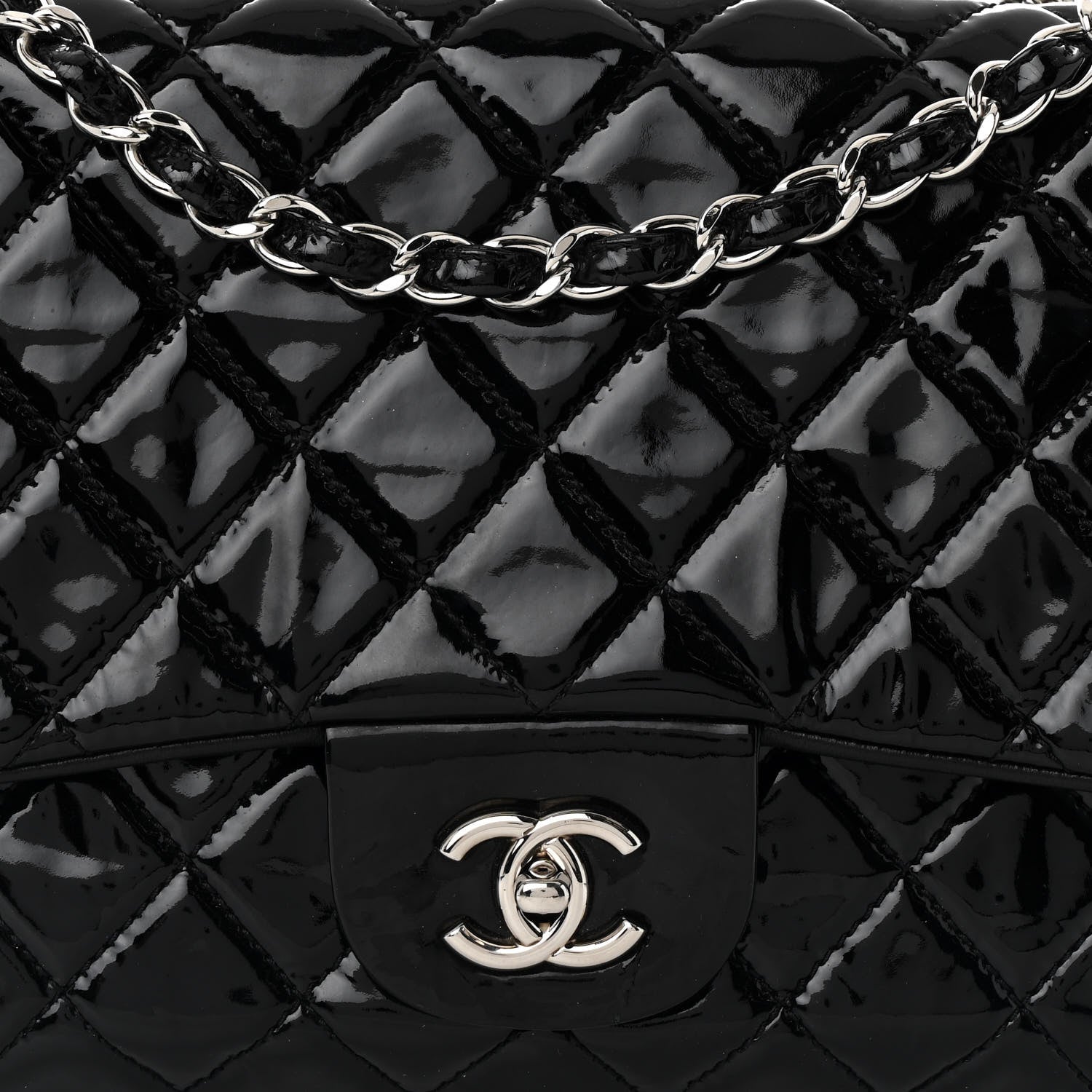 Chanel Patent Quilted Jumbo Single Flap Black 8 of 13