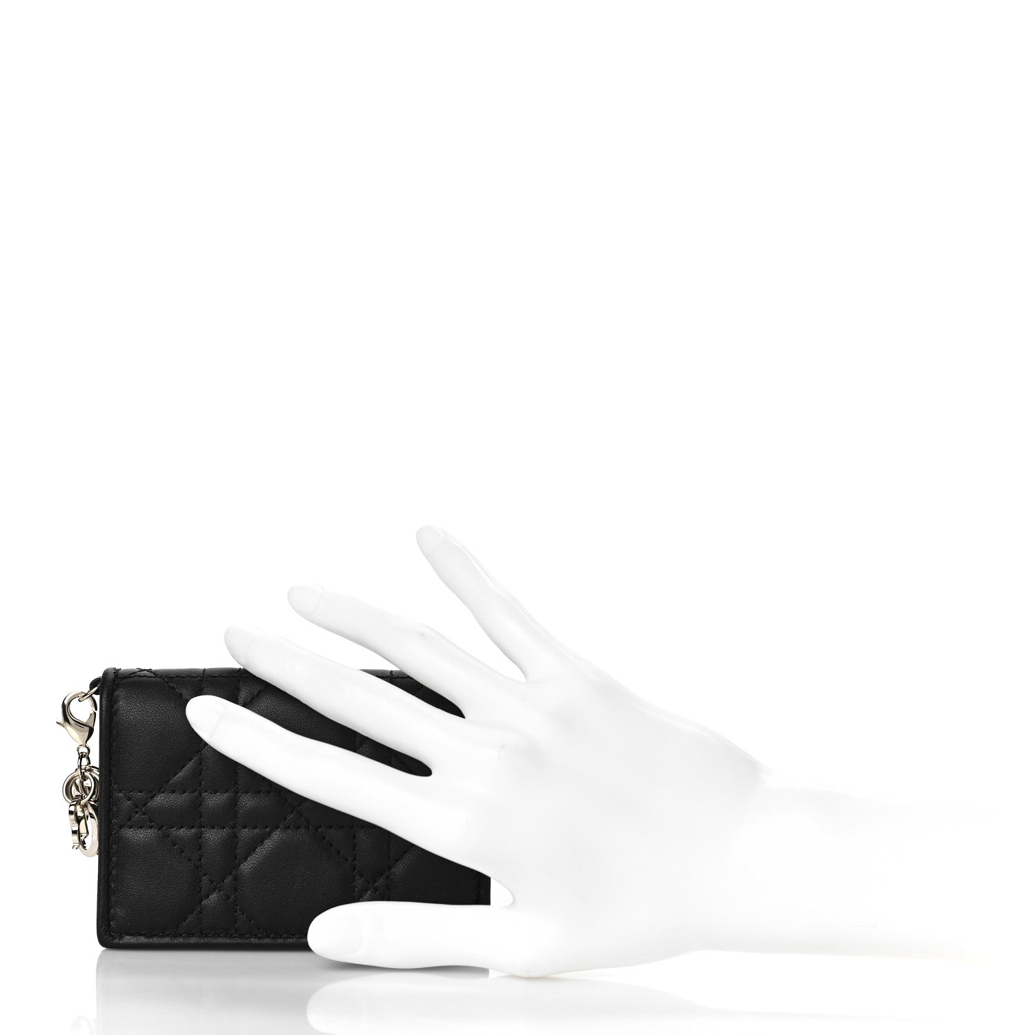 Christian Dior Lambskin Cannage Small Lady Dior Flap Card Holder Black 2 of 9