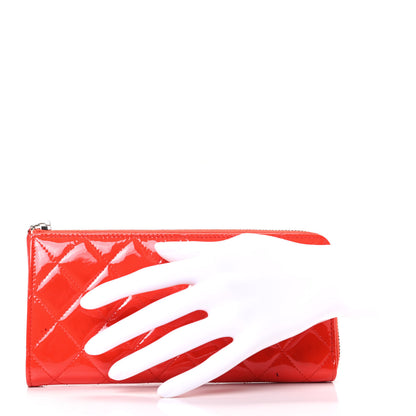 Chanel Patent Quilted Zip Wallet Red 2 of 11