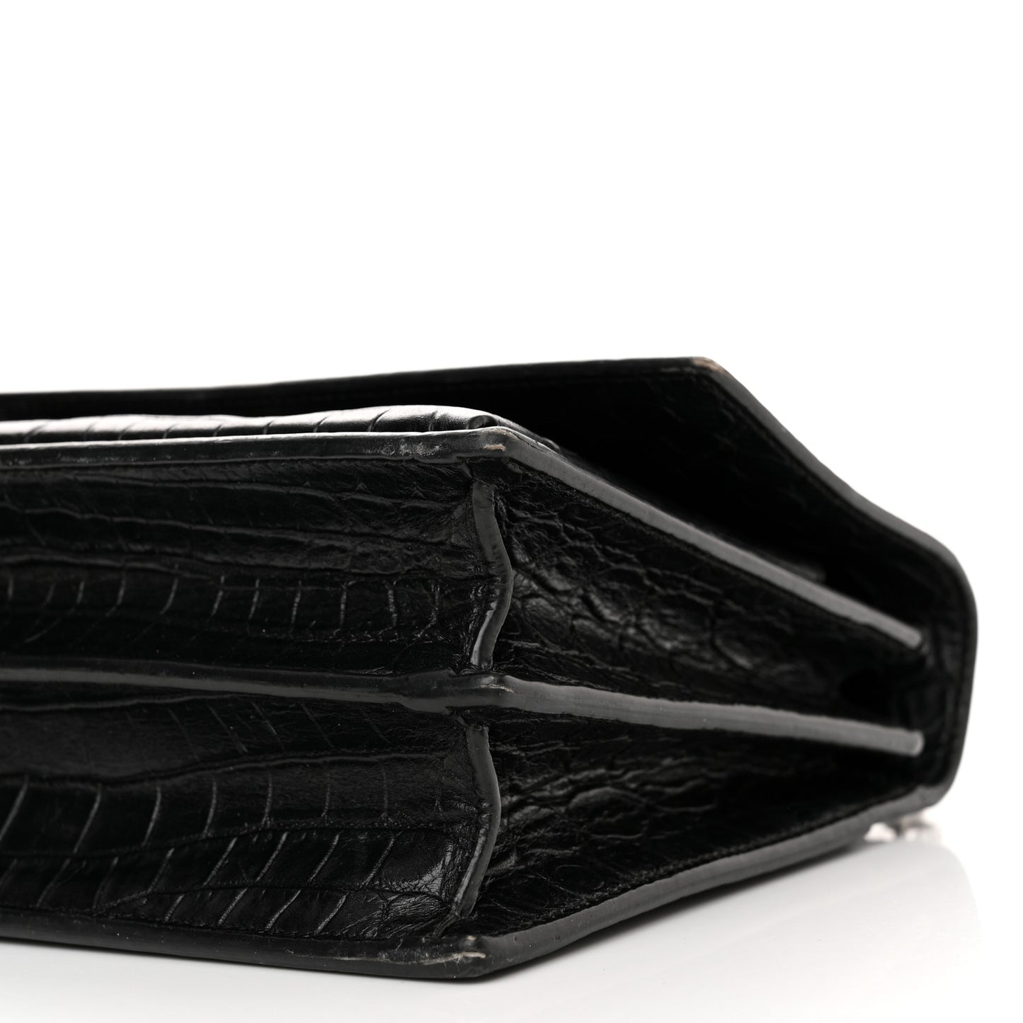 Calfskin Crocodile Embossed Medium Monogram Sunset Black