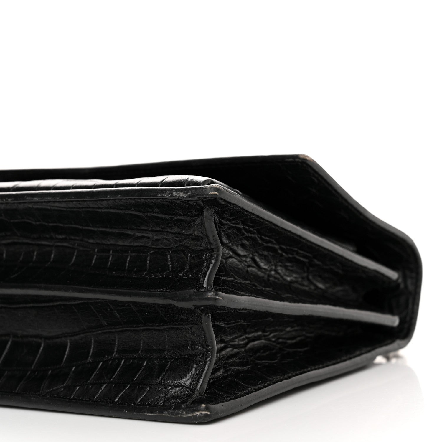 Saint Laurent Calfskin Crocodile Embossed Medium Monogram Sunset Black 10 of 19