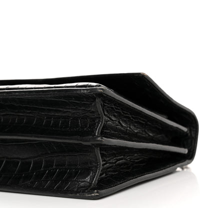 Saint Laurent Calfskin Crocodile Embossed Medium Monogram Sunset Black 10 of 19