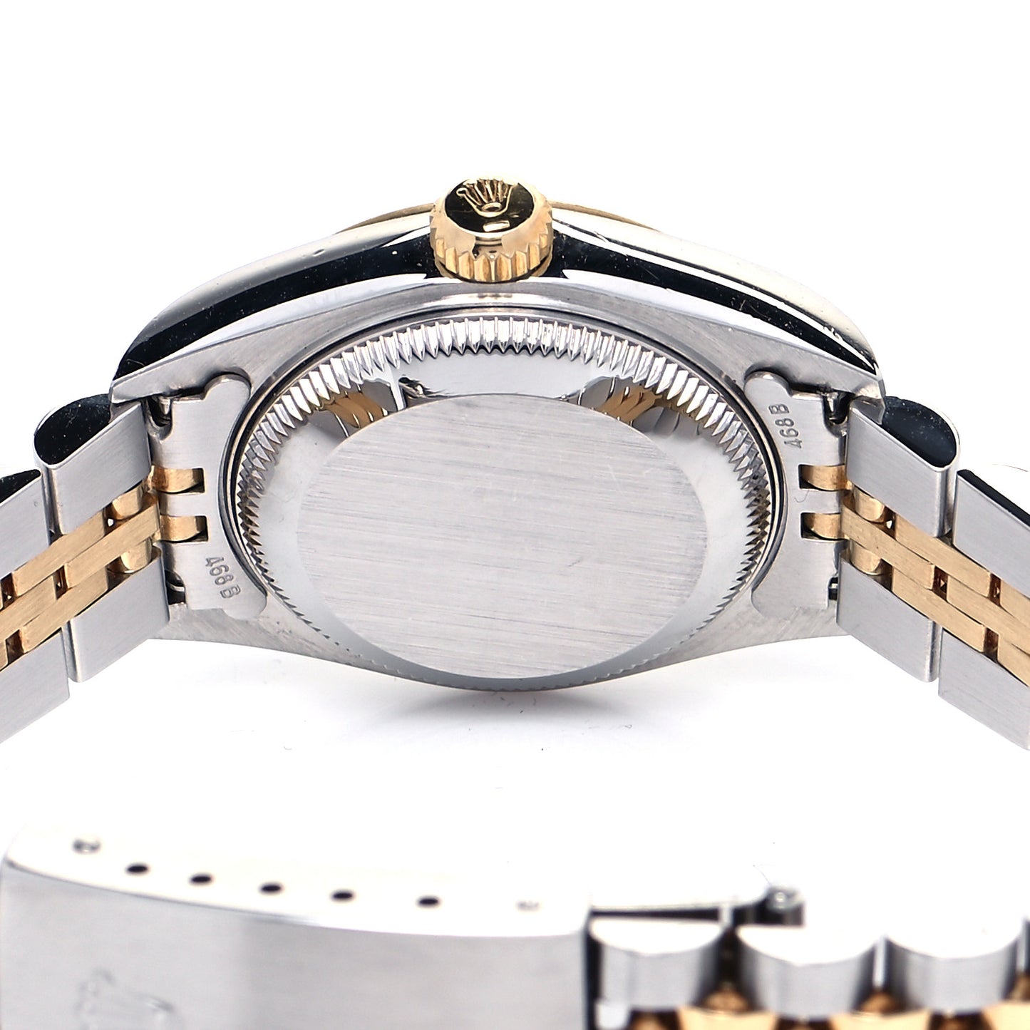 Stainless Steel 18K Yellow Gold Diamond Black Mother of Pearl 26mm Oyster Perpetual Datejust Watch 79173