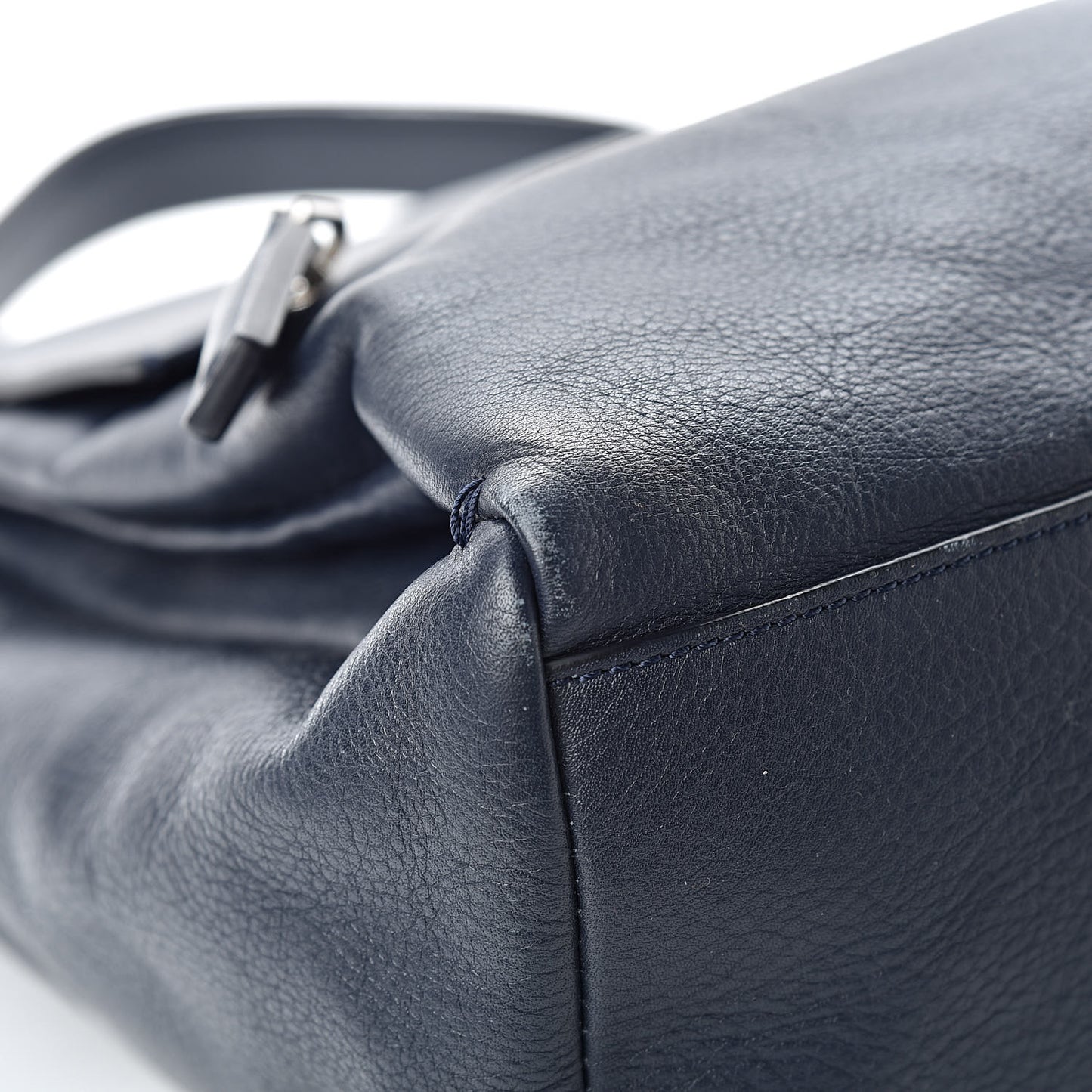 Waxy Grained Calfskin Medium Pandora Pure Flap Bag Night Blue